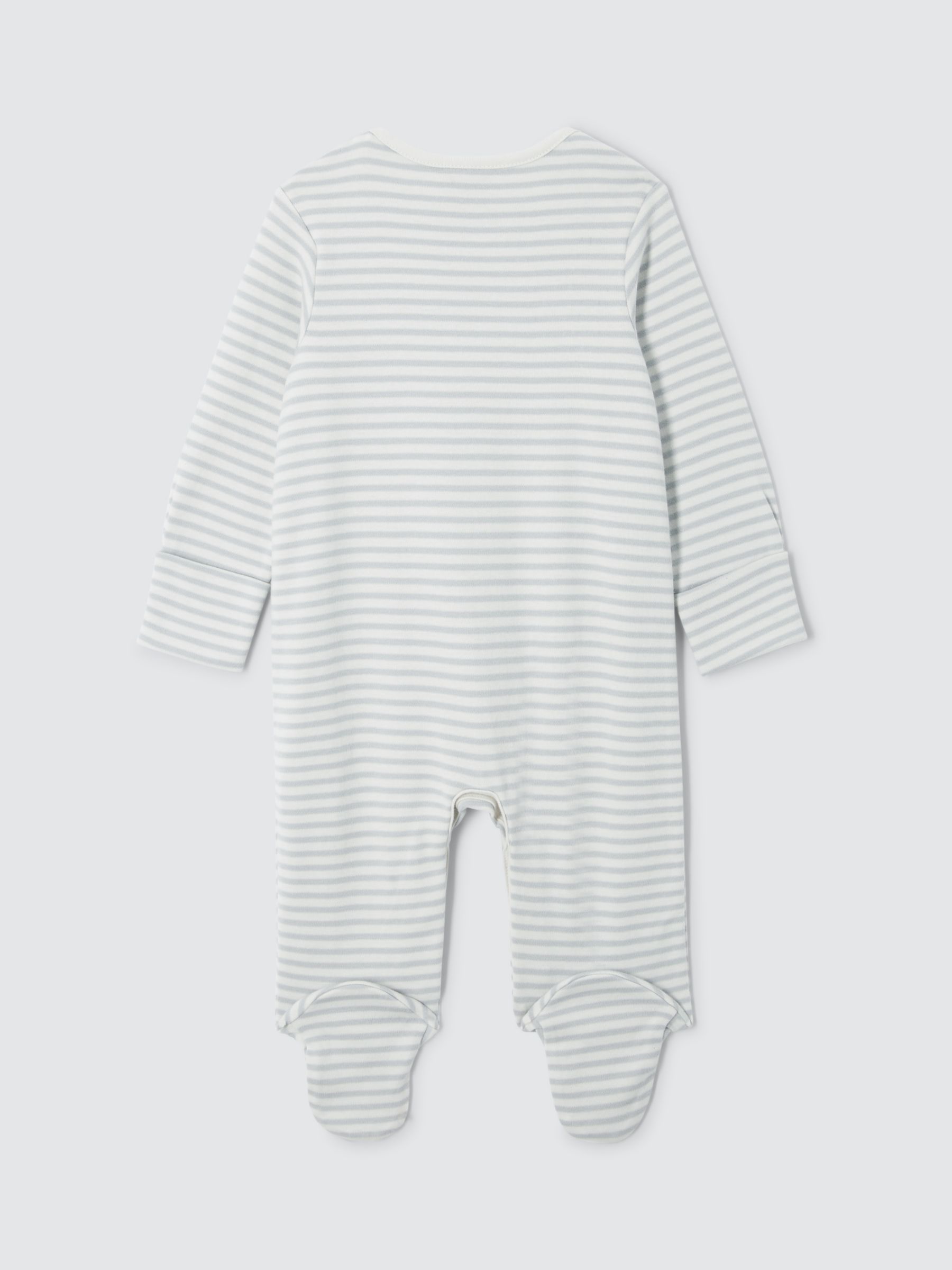 John Lewis Baby I Love Daddy Stripe Sleepsuit, Cream/Grey, 3-6 months