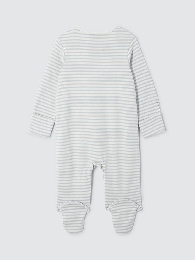 John Lewis Baby I Love Daddy Stripe Sleepsuit, Cream/Grey