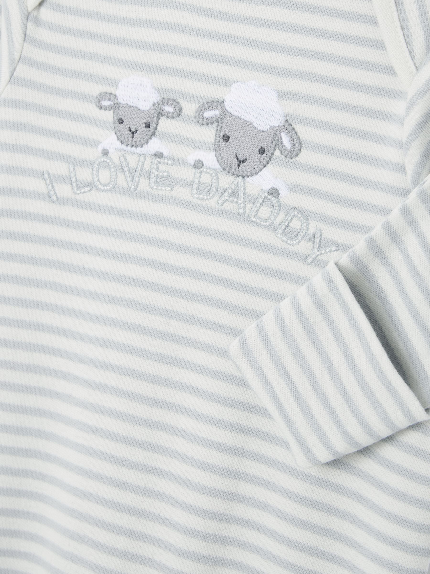 Buy John Lewis Baby I Love Daddy Stripe Sleepsuit, Cream/Grey Online at johnlewis.com