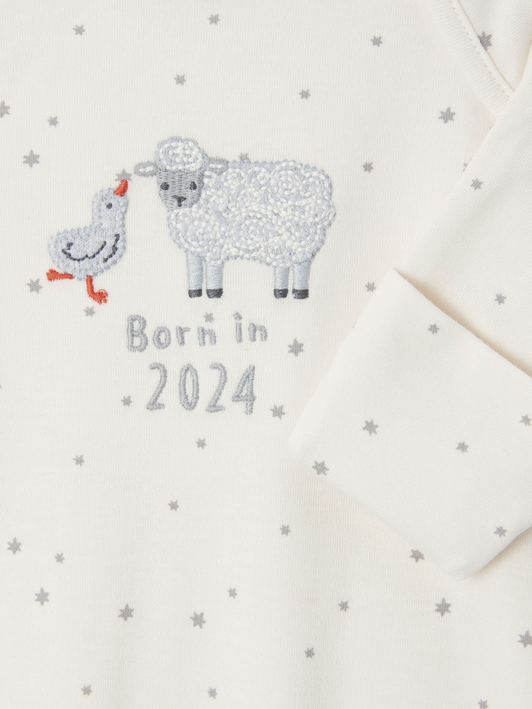 John Lewis Baby Born in 2024 Star Sleepsuit, Cream, 3-6 months