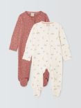 John Lewis Baby Safari & Star Sleepsuits, Pack of 2, Multi