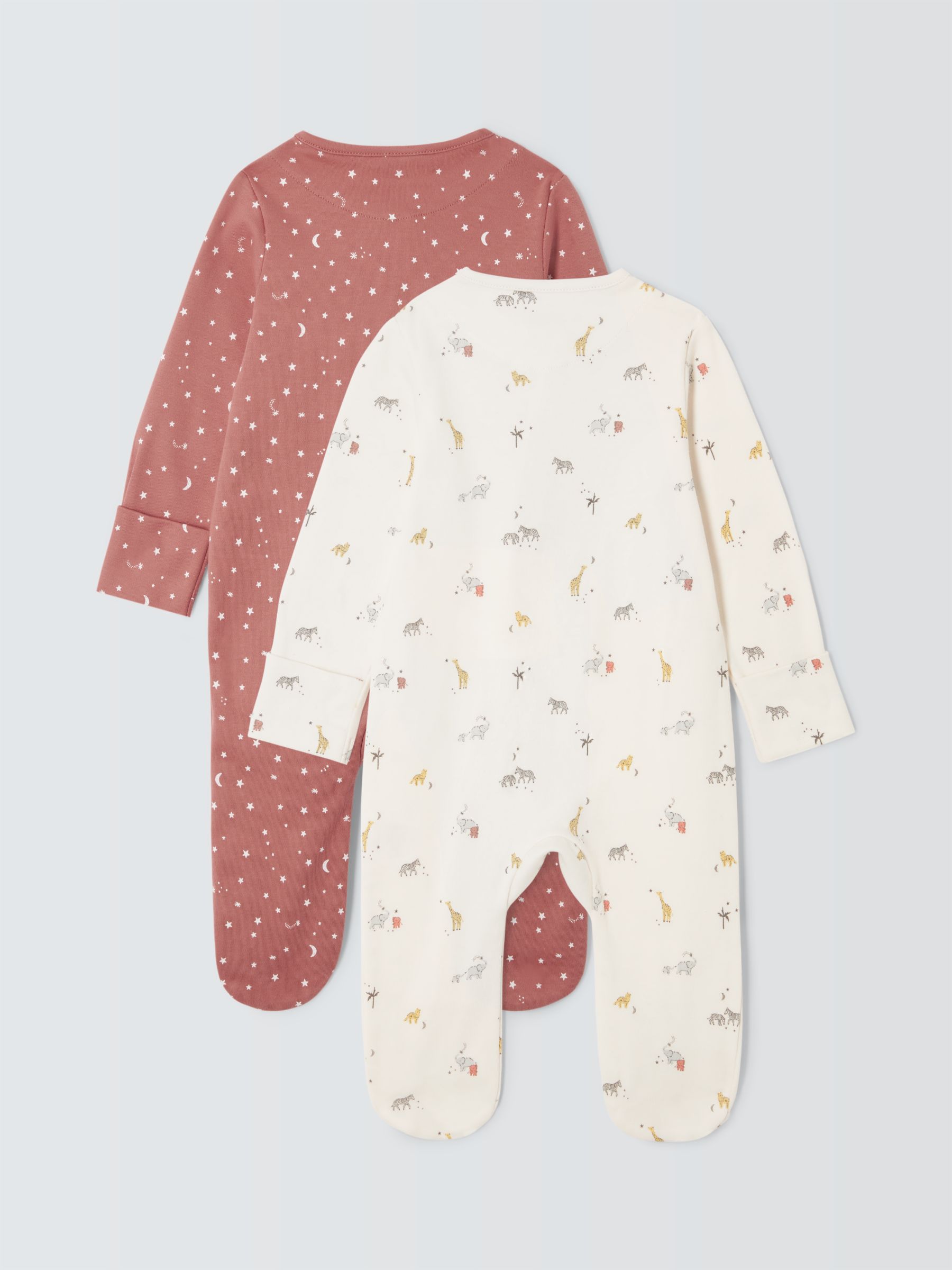 Buy John Lewis Baby Safari & Star Sleepsuits, Pack of 2, Multi Online at johnlewis.com