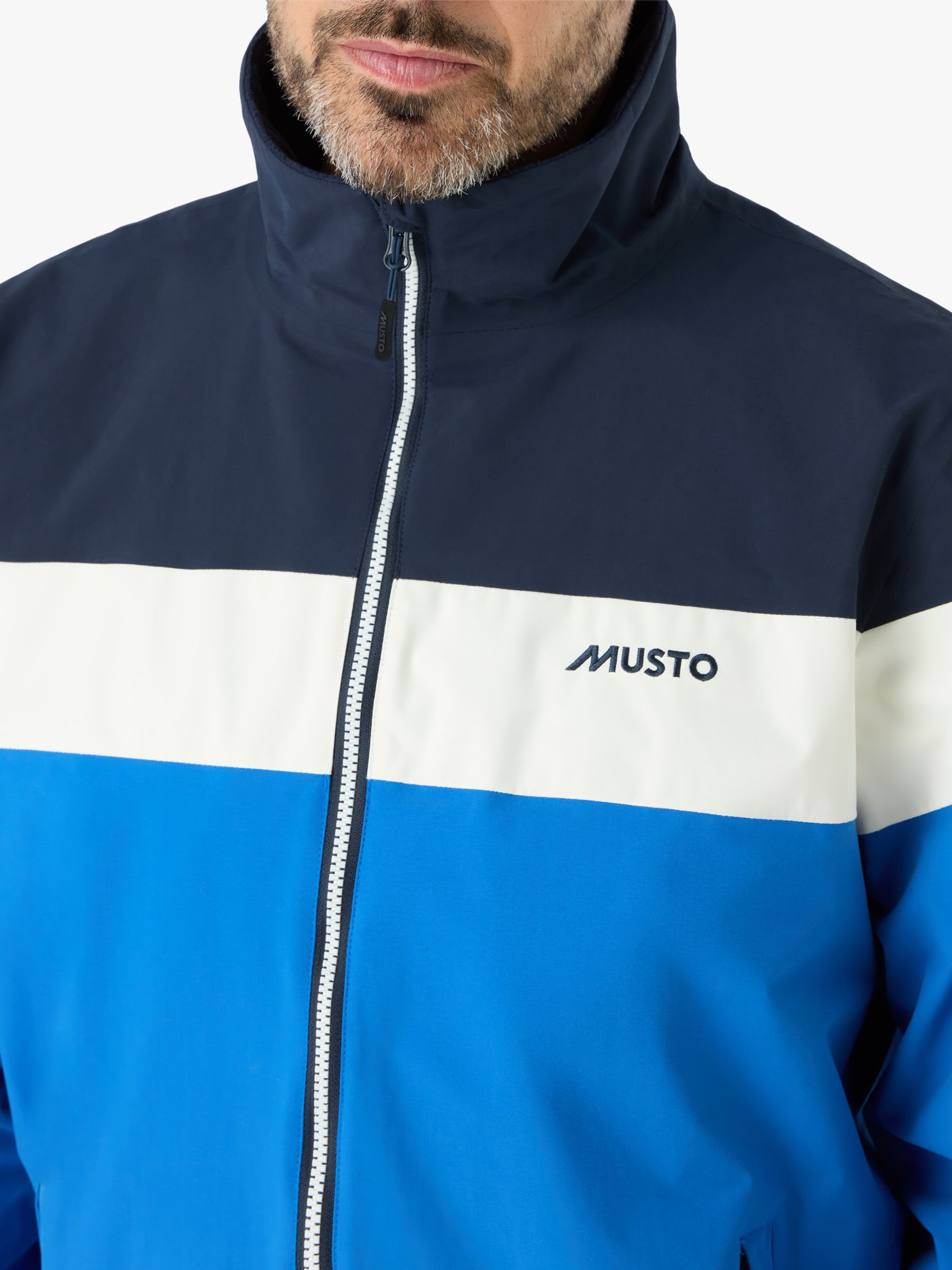 Musto Polartec 64 Colour Block Full Zip Fleece, Aruba Blue/Navy, L