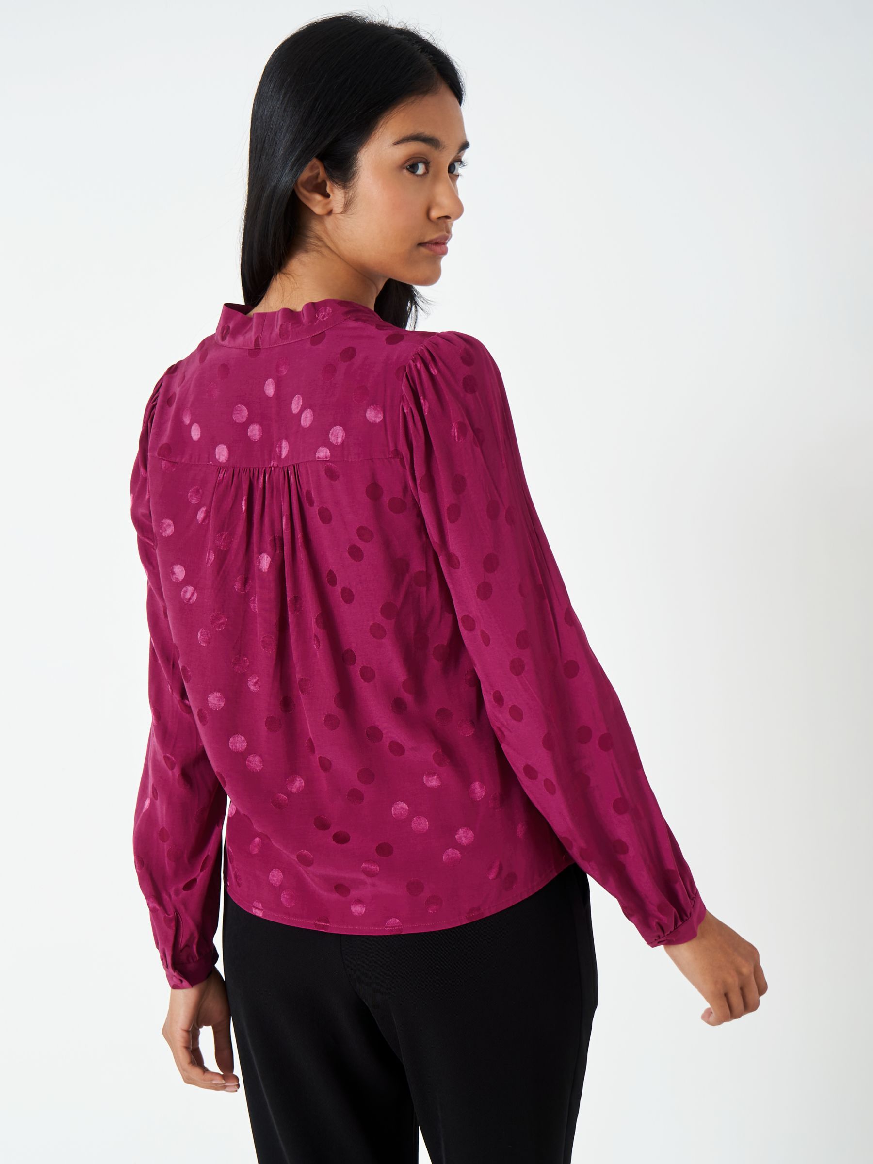 Buy Crew Clothing Jacquard Wrap Blouse, Berry Red Online at johnlewis.com