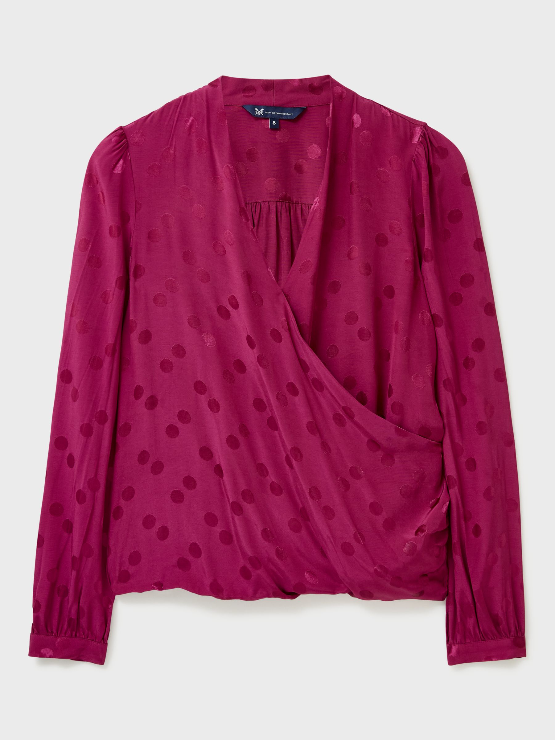 Buy Crew Clothing Jacquard Wrap Blouse, Berry Red Online at johnlewis.com