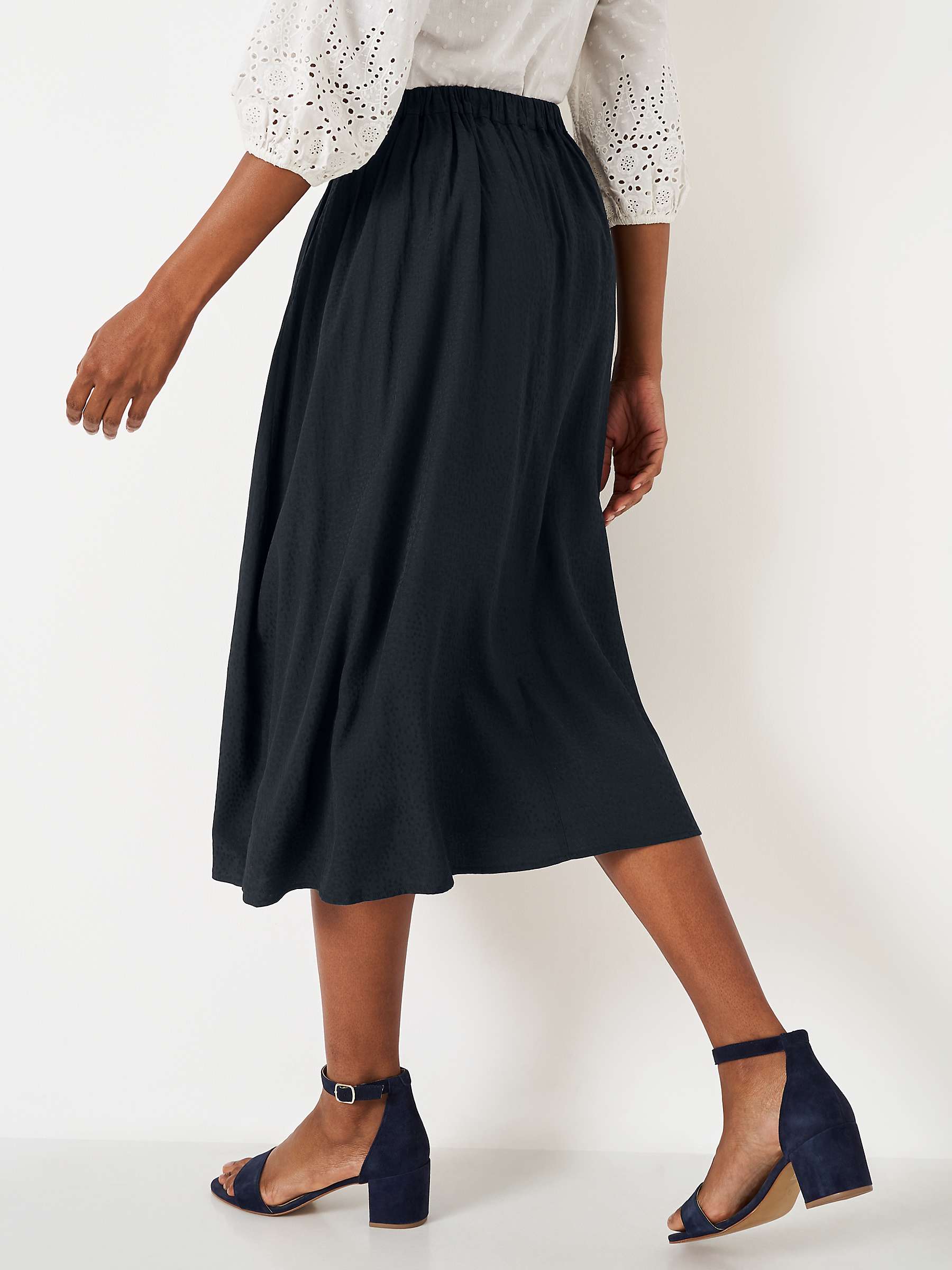 Buy Crew Clothing Amber Jacquard Midi Skirt, Black Online at johnlewis.com