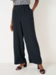 Crew Clothing Jacquard Wide Leg Trousers, Black, Black