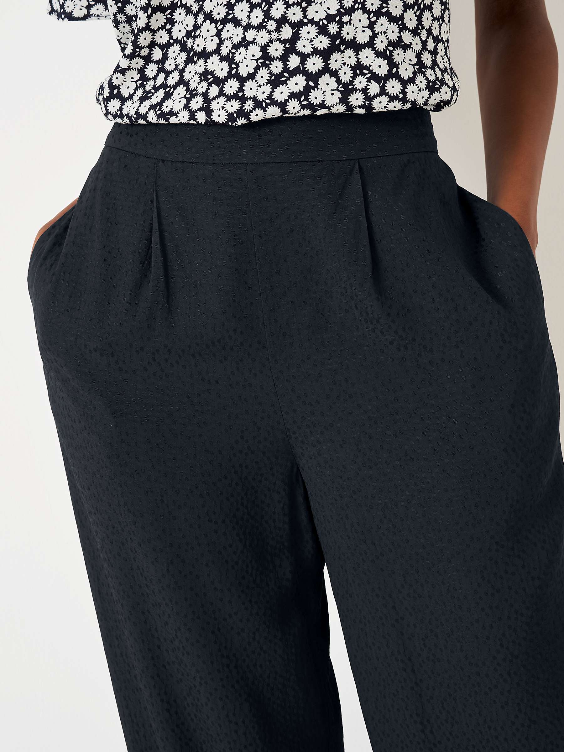 Buy Crew Clothing Jacquard Wide Leg Trousers, Black Online at johnlewis.com