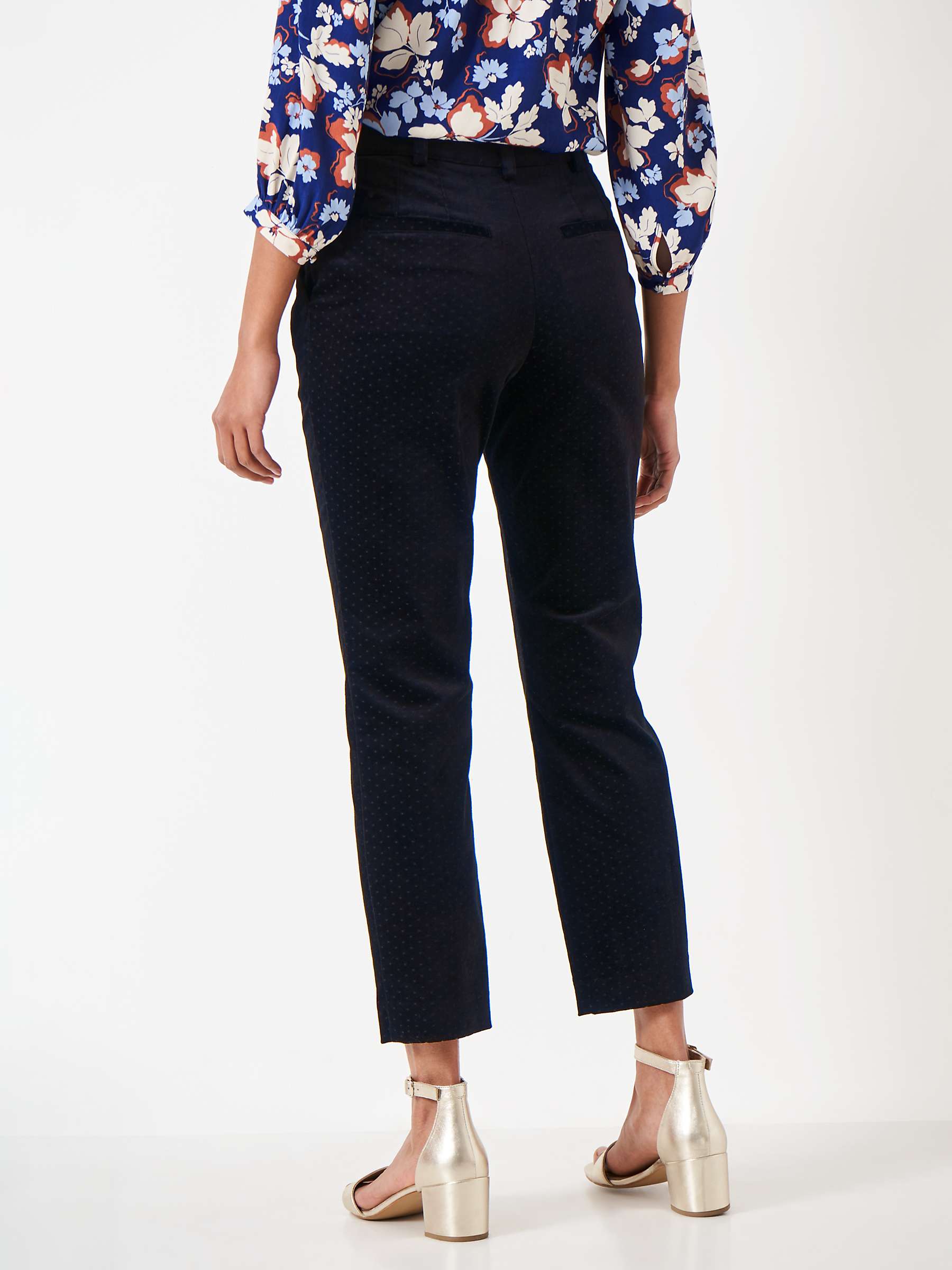 Buy Crew Clothing Kayla Velvet Spot Trousers, Black Online at johnlewis.com