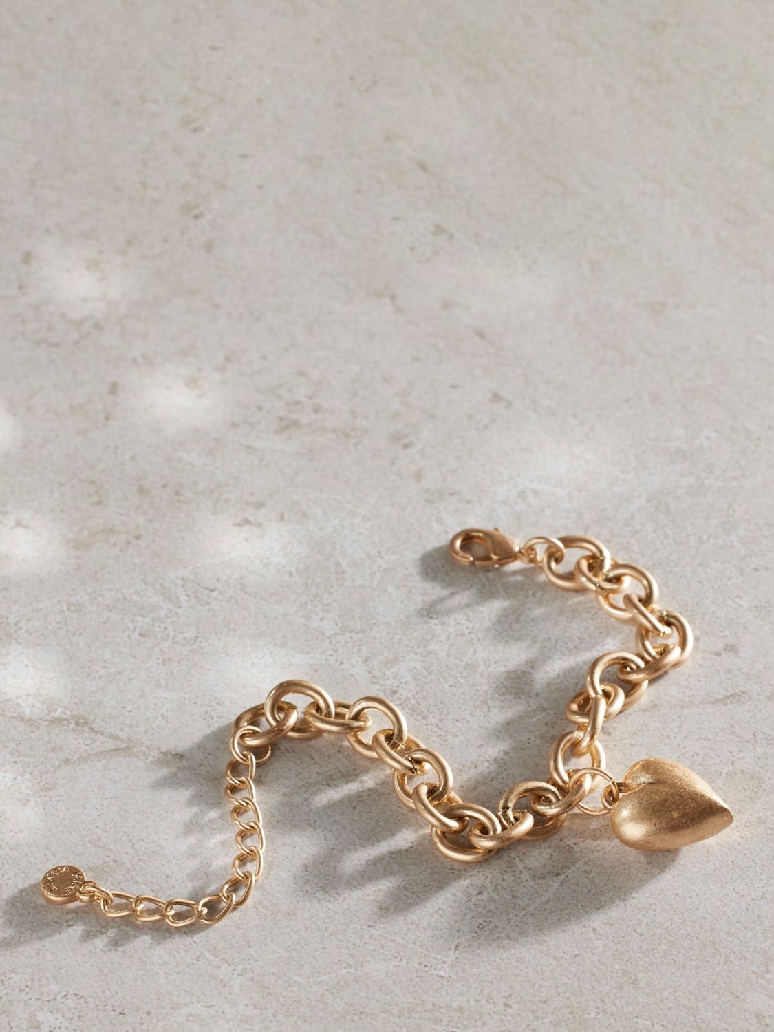 Mint Velvet Heart Charm Bracelet, Gold, One Size