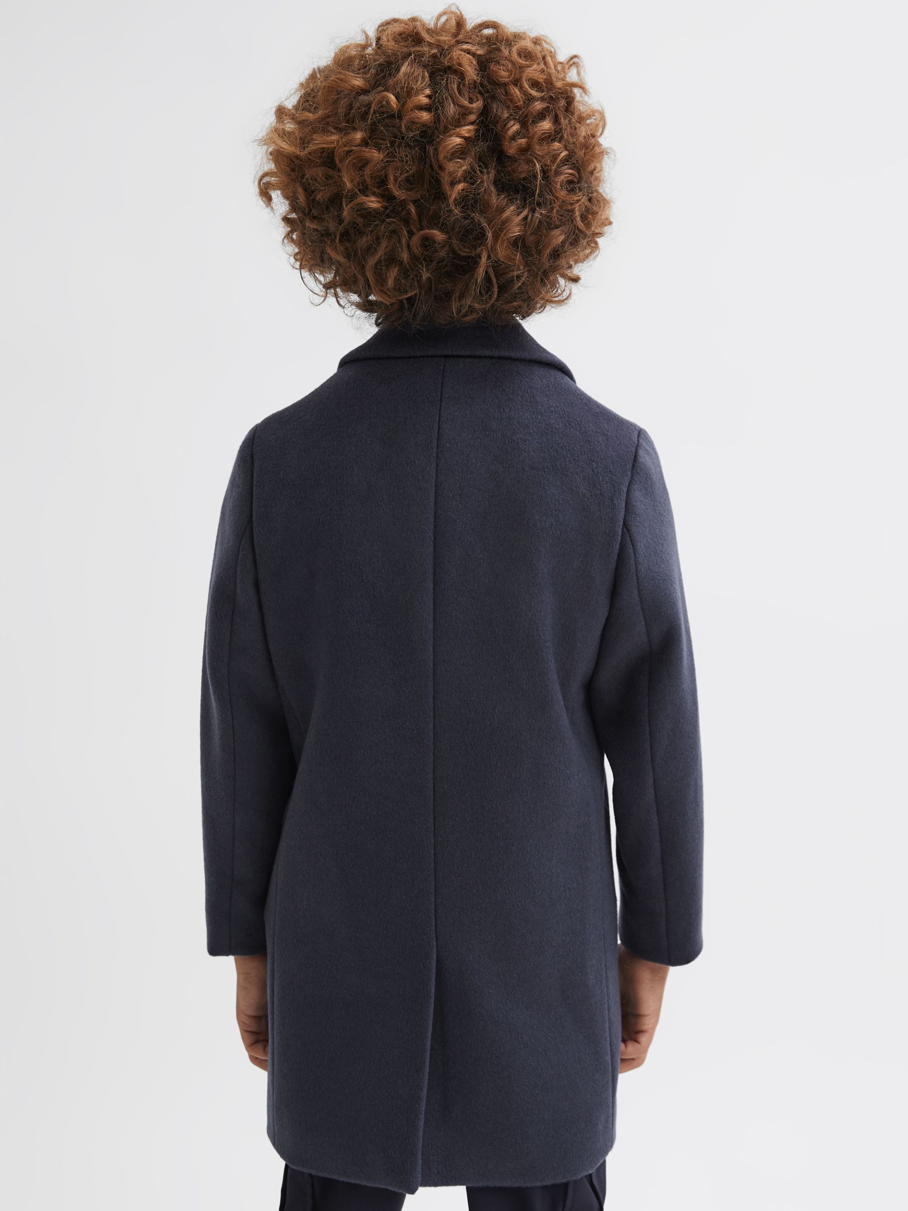 Reiss Kids' Gable Wool Blend Coat, Airforce Blue, 10-11 years