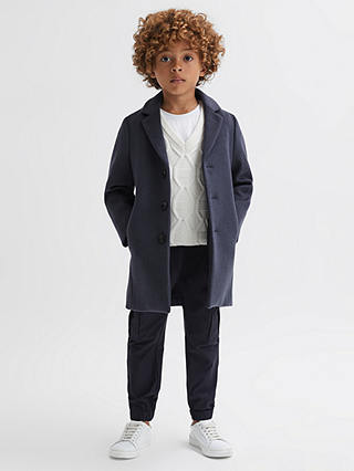 Reiss Kids' Gable Wool Blend Coat, Airforce Blue