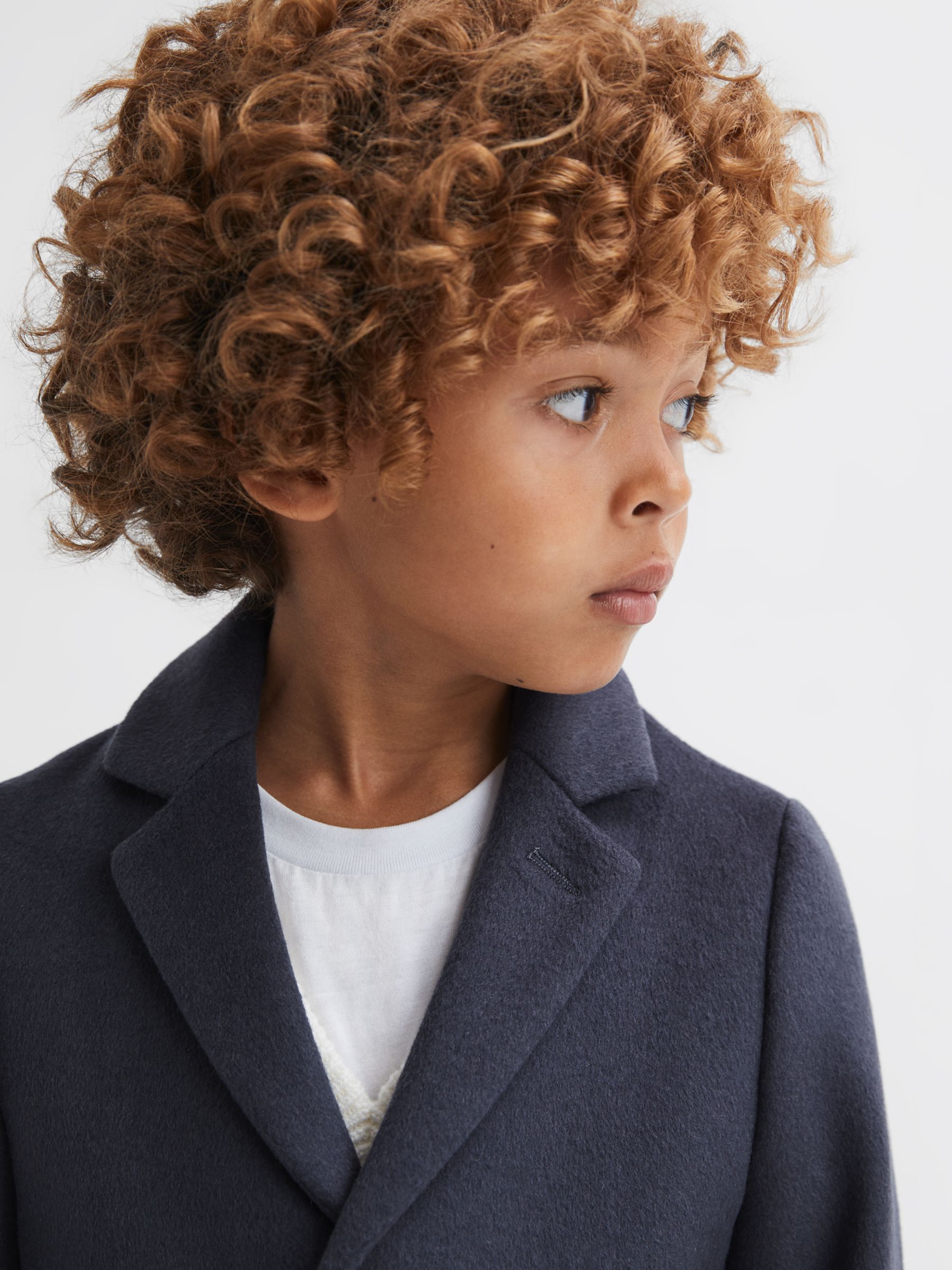 Reiss Kids' Gable Wool Blend Coat, Airforce Blue, 10-11 years