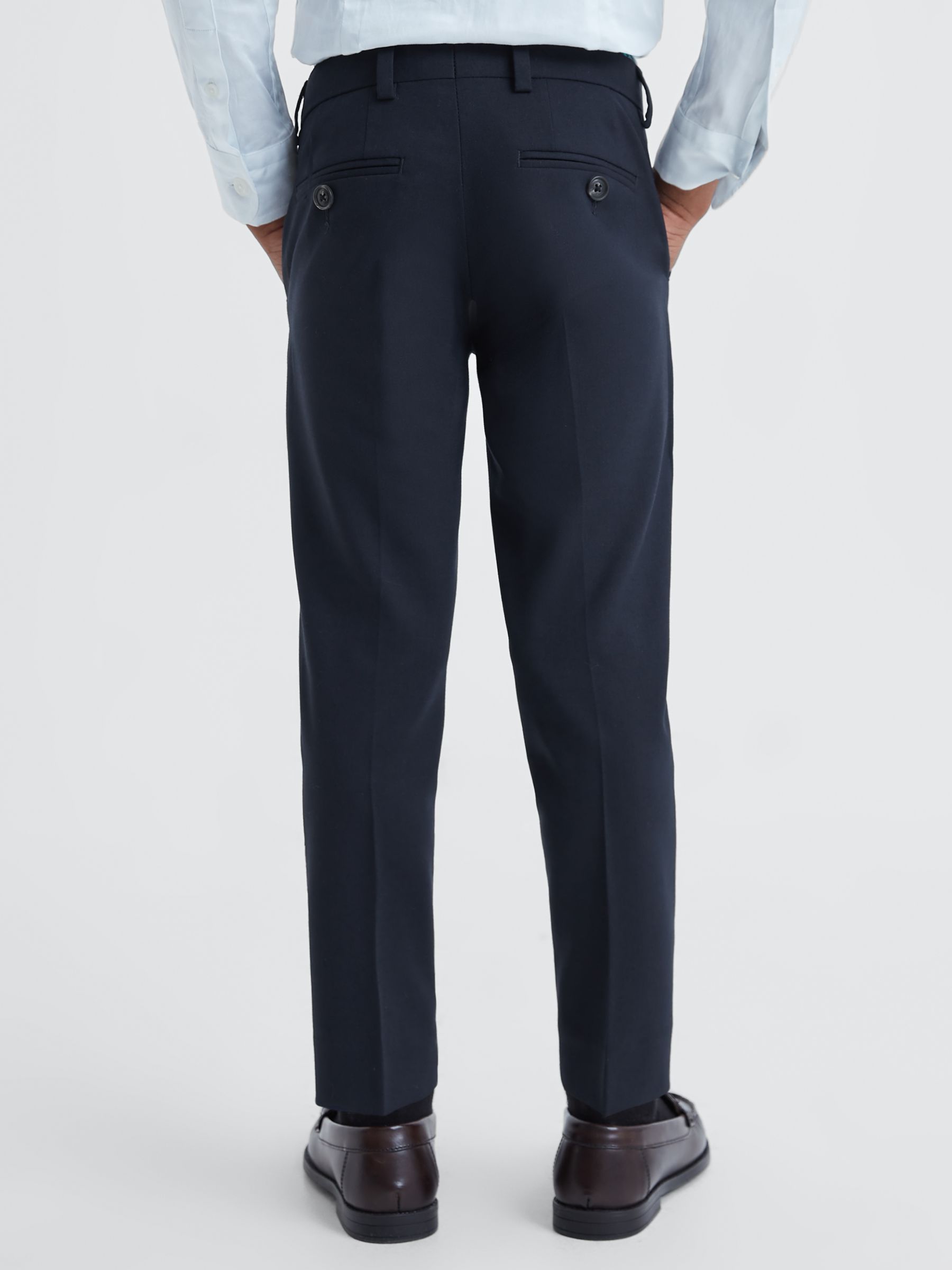 Reiss Kids' Hope Wool Blend Tailored Trousers, Navy, 13-14 years
