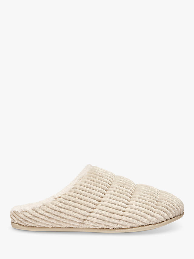 FitFlop Chrissie Fleece Cordurouy Slippers, Ivory at John Lewis & Partners