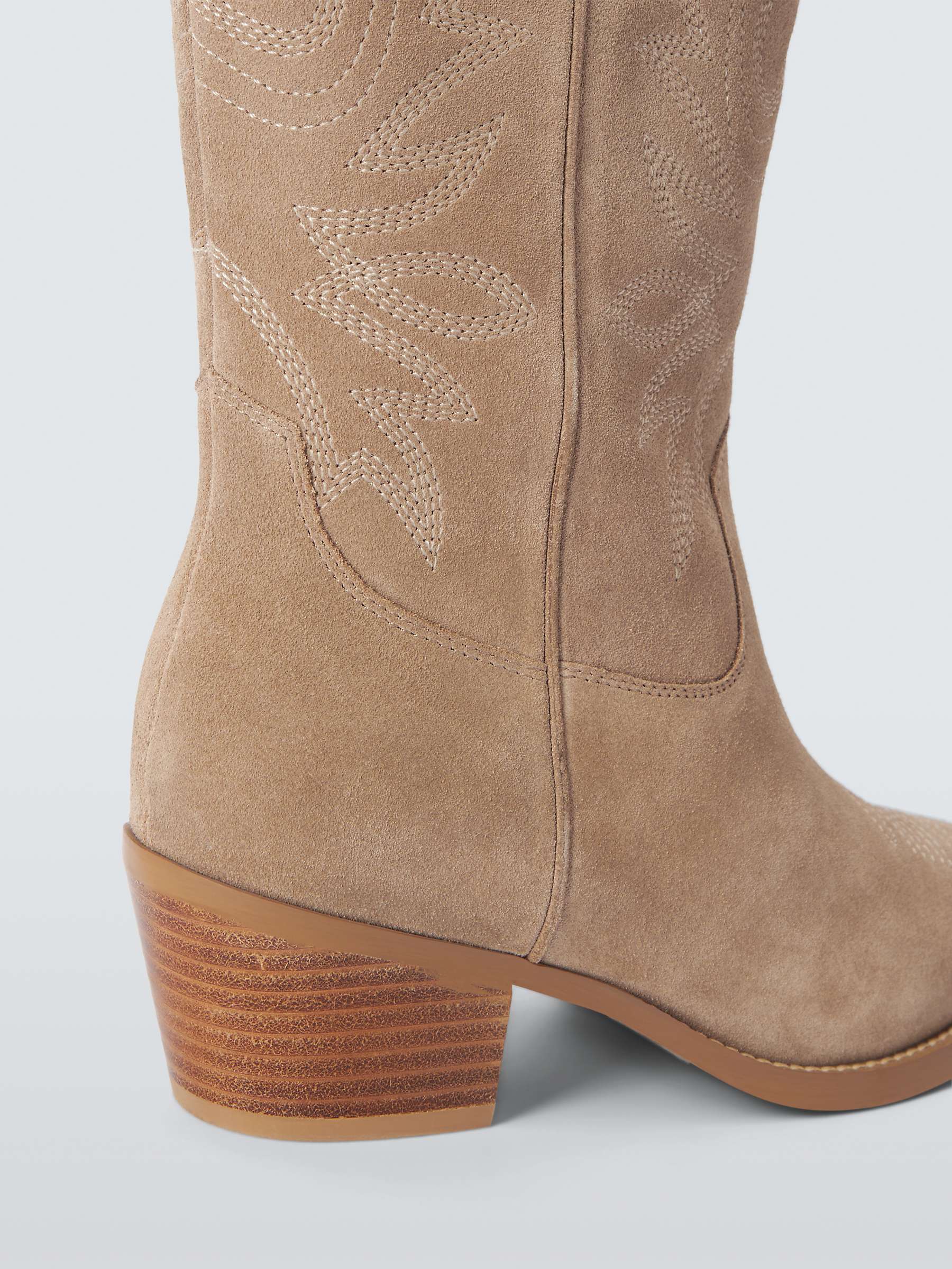 Buy AND/OR Thorn Suede Embroidered Long Western Boots, Sand Online at johnlewis.com