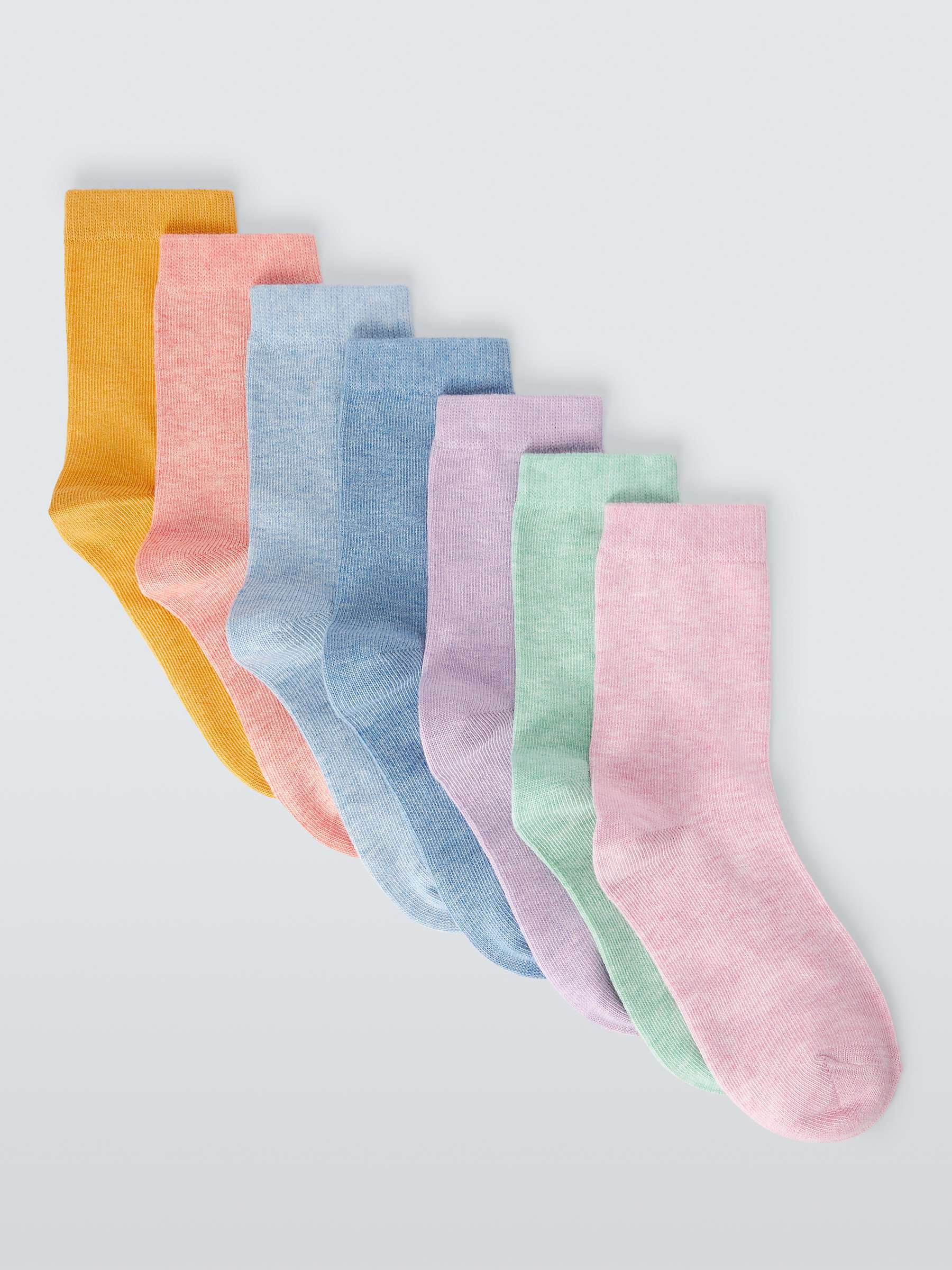 Buy John Lewis Kids' Cotton Rich Solid Marl Socks, Pack of 7 Online at johnlewis.com