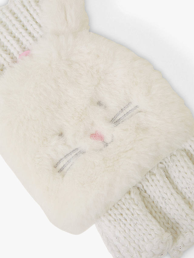 Angel by Accessorize Kids' Fluffy Bunny Capped Gloves, Ivory