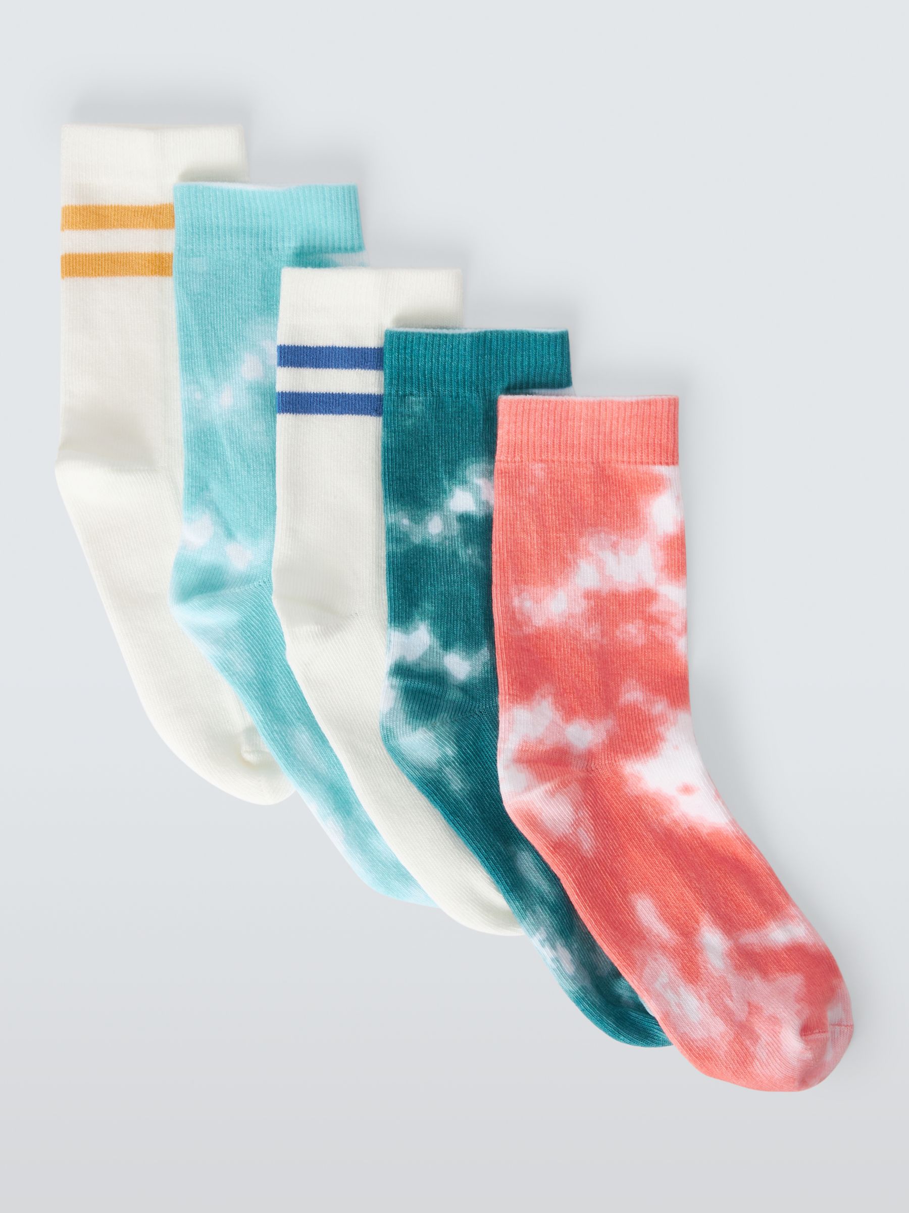 John Lewis Kids' Cotton Rich Tie Dye Socks, Pack of 5, Multi, 12.5 Jnr-3.5