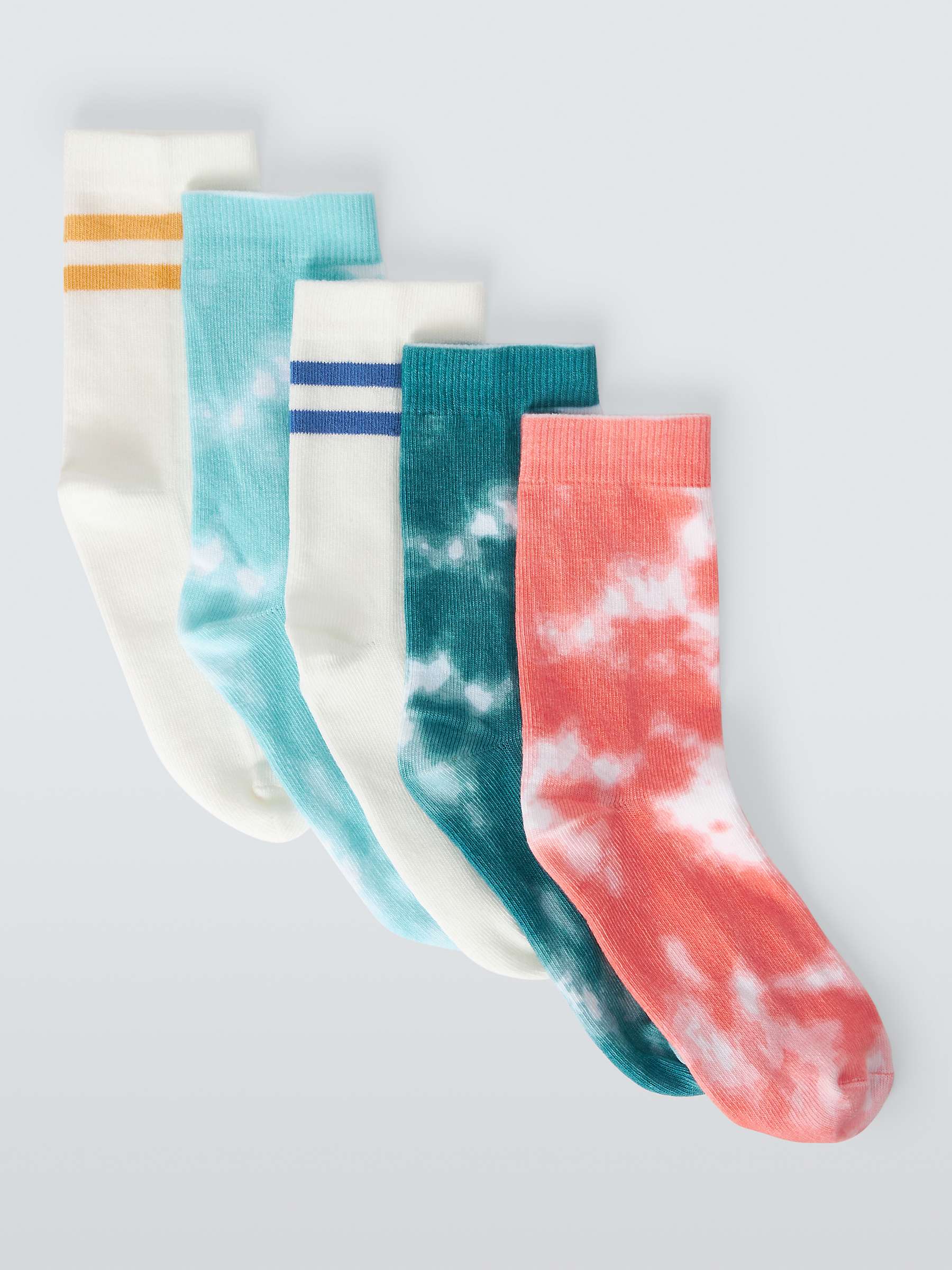 Buy John Lewis Kids' Cotton Rich Tie Dye Socks, Pack of 5, Multi Online at johnlewis.com