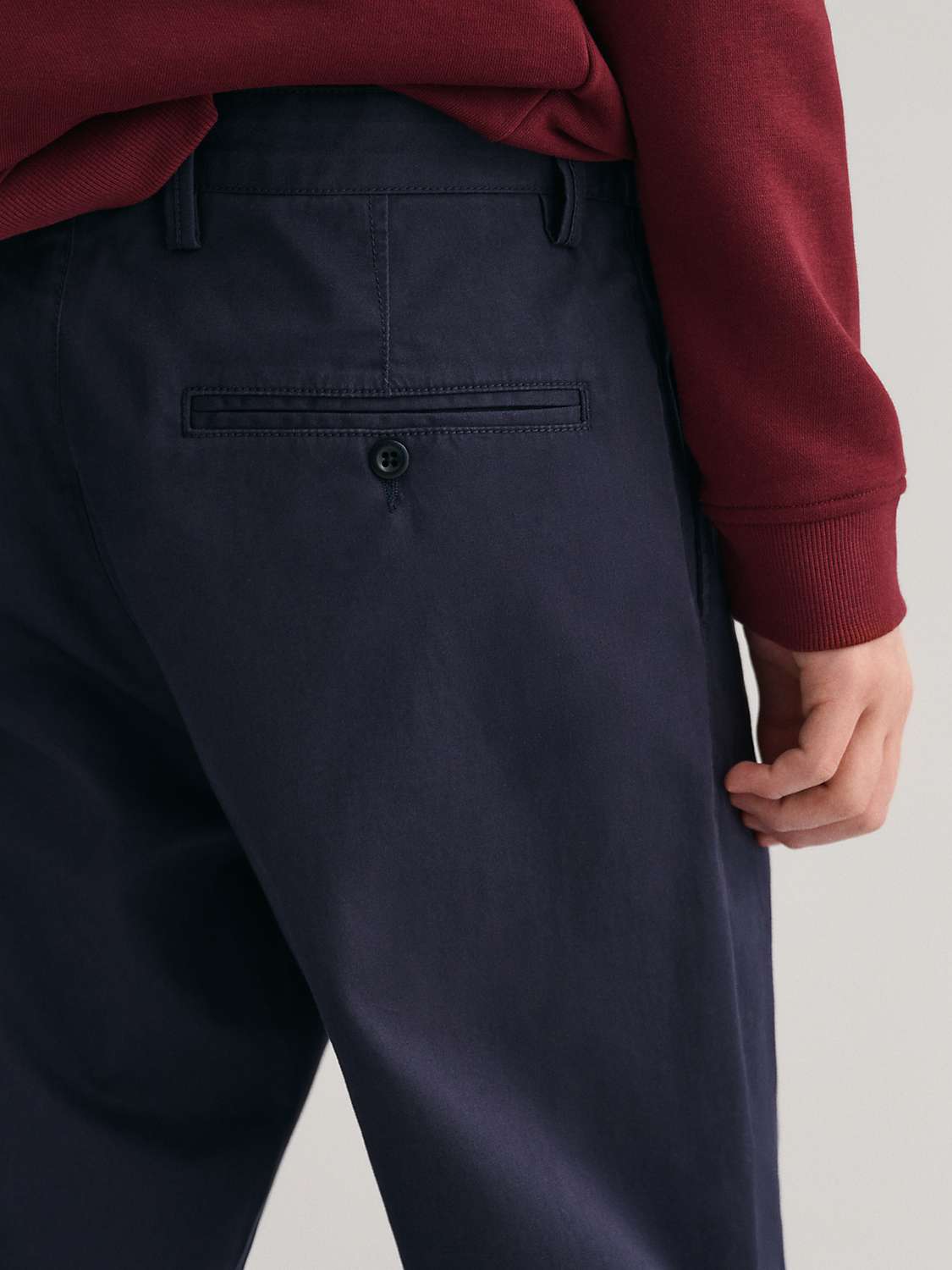 Buy GANT Kids' Organic Cotton Blend Chino Trousers, Navy Online at johnlewis.com