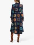 James Lakeland Jewelled Button Midi Dress, Navy/Multi