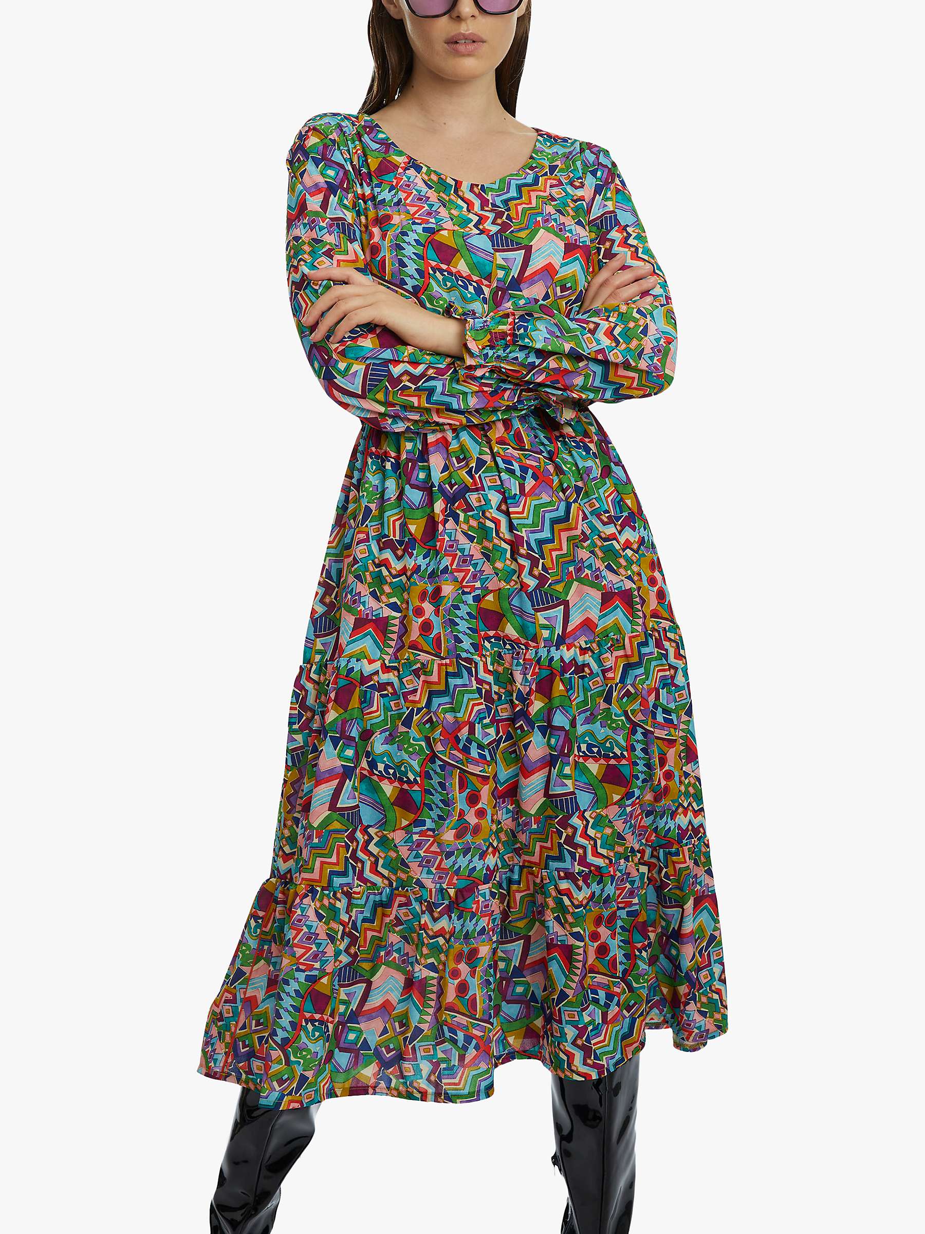 Buy James Lakeland Abstract Print Tiered Midi Dress, Multi Online at johnlewis.com