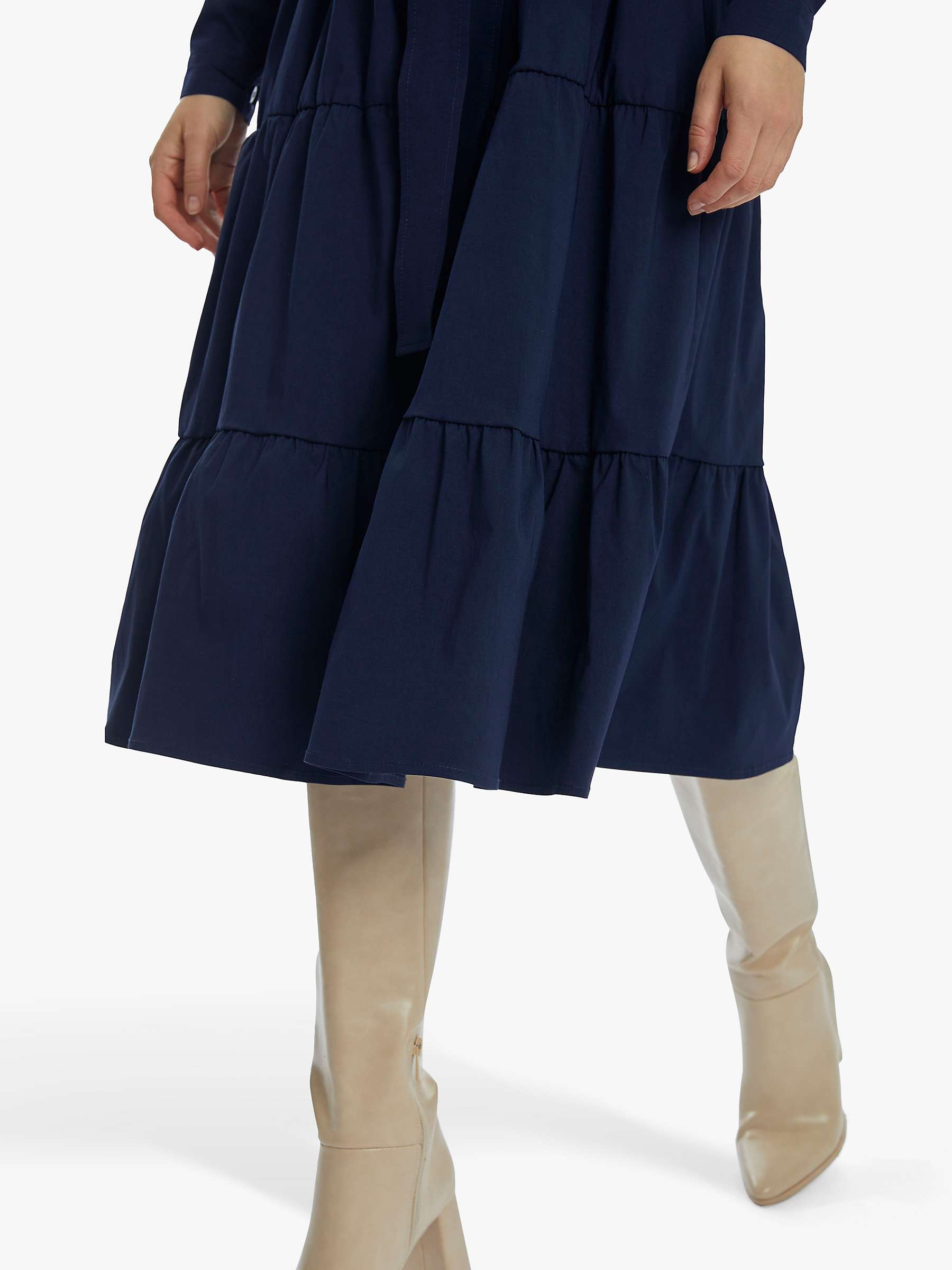 Buy James Lakeland Shirt Collar Tiered Midi Dress, Navy Online at johnlewis.com