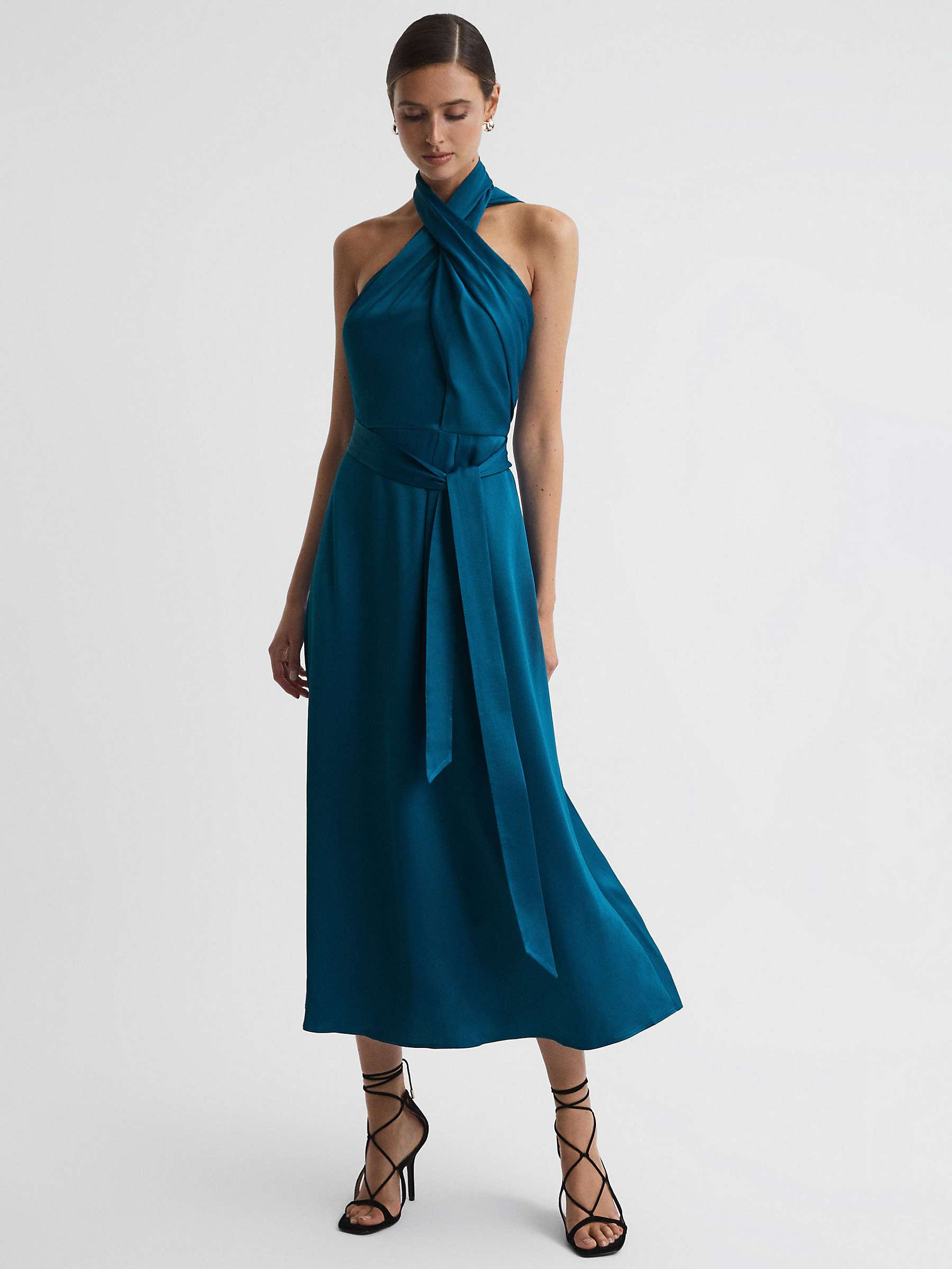 Buy Reiss Vida Satin Halter Neck Midi Dress Online at johnlewis.com