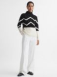 Whistles Riley Wool and Cashmere Jumper, Ivory/Black
