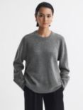 Reiss Laura Wool Cashmere Blend Crew Neck Jumper, Charcoal