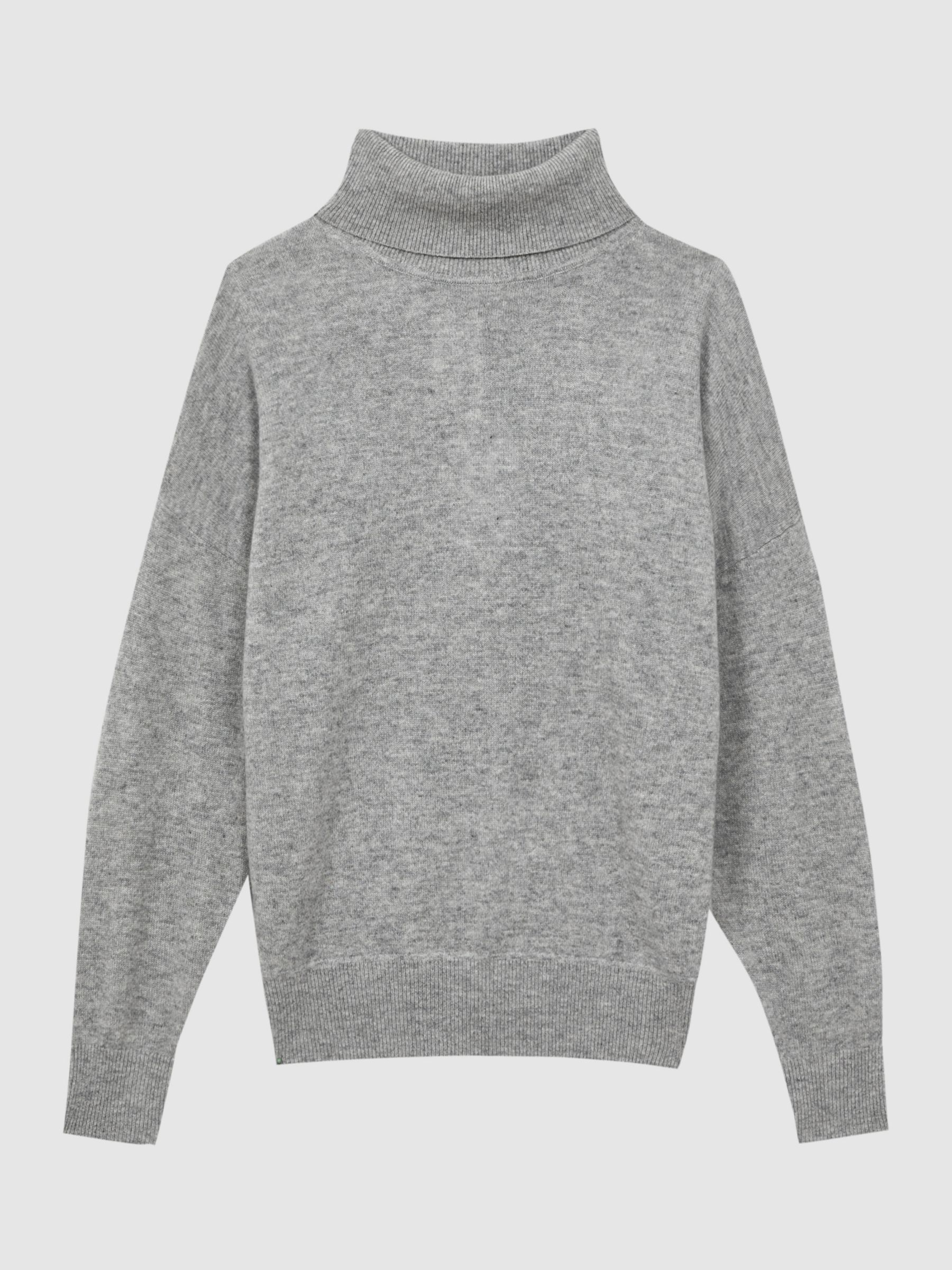 Reiss Mabel Cashmere Roll Neck Jumper, Grey at John Lewis & Partners