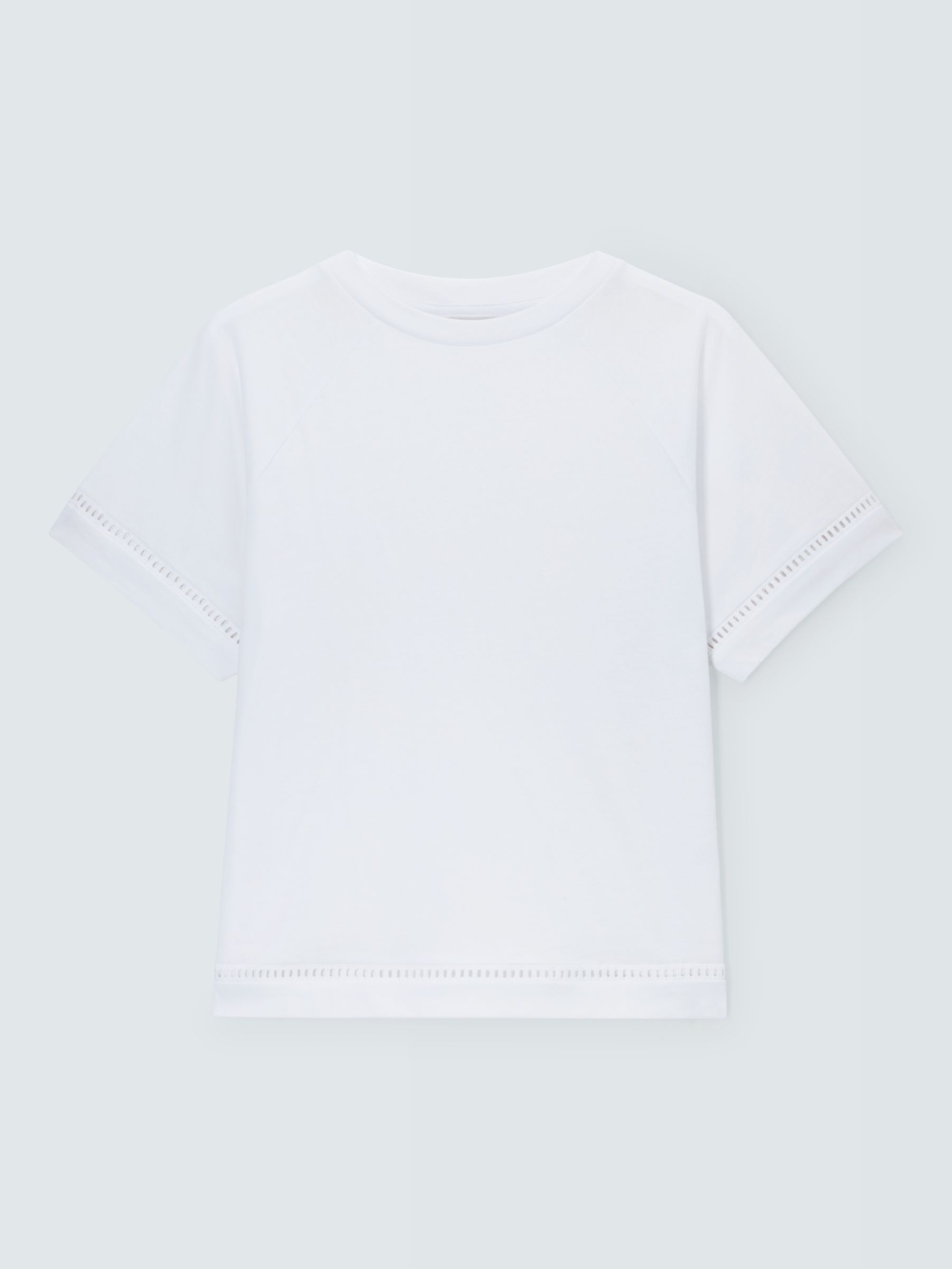John Lewis ANYDAY Ladder Trim Short Sleeve T-Shirt, White, XS