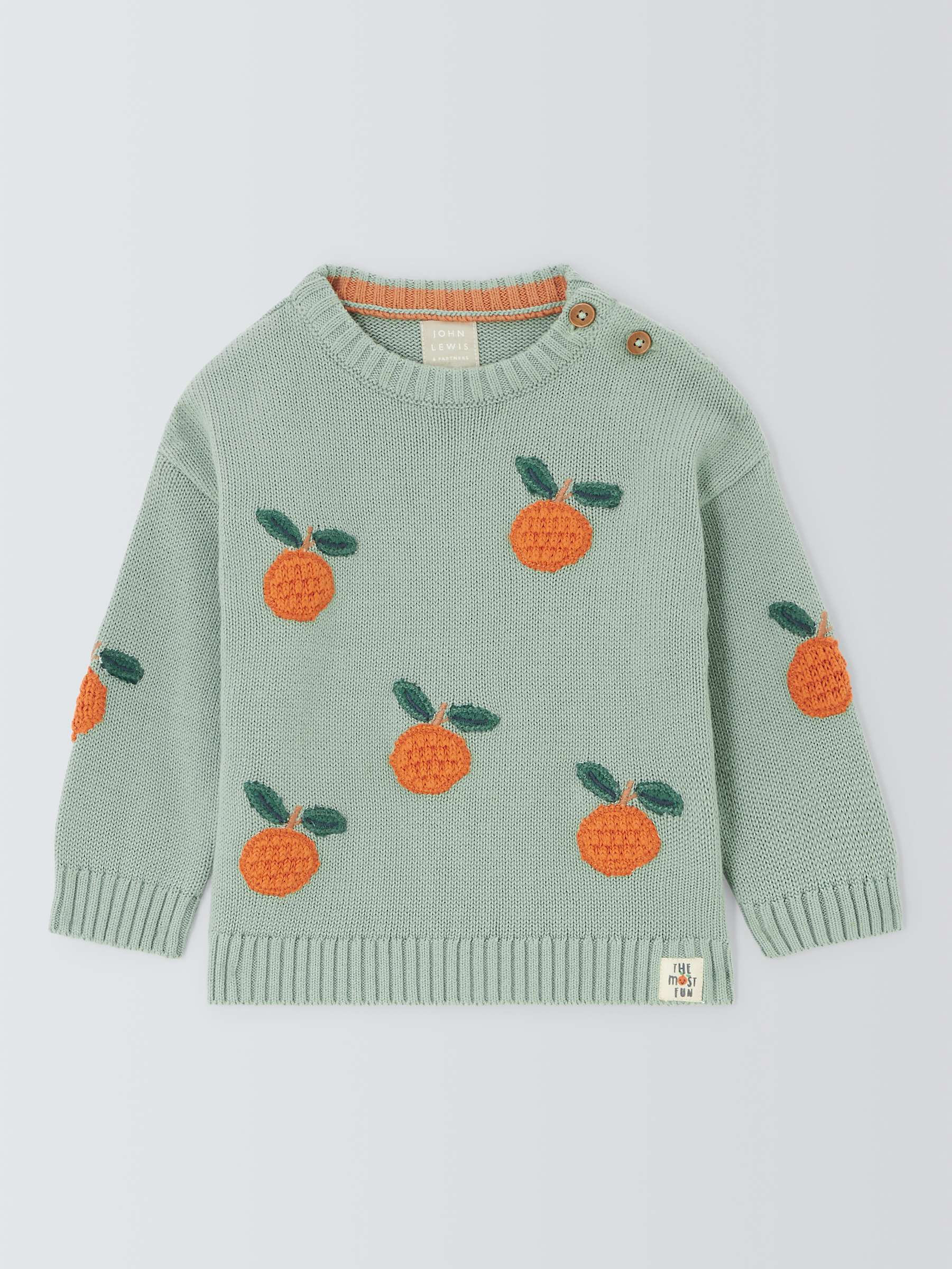 Buy John Lewis Baby Oranges Knitted Jumper, Green/Multi Online at johnlewis.com