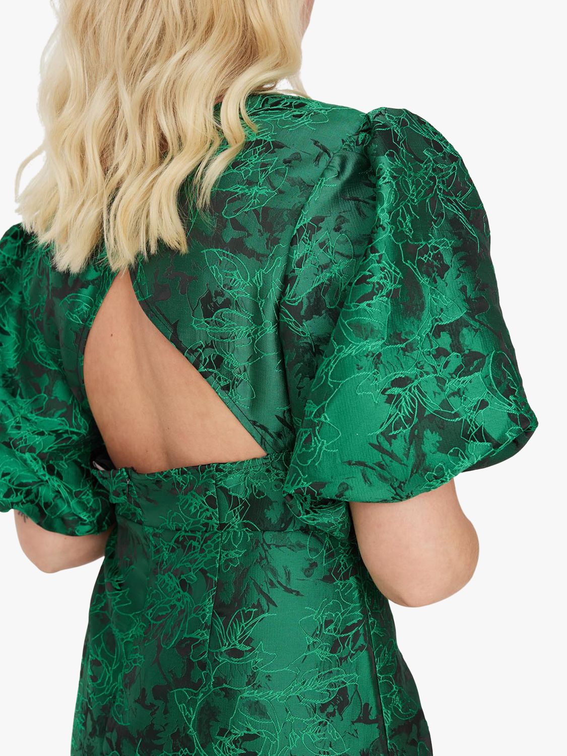 Buy A-VIEW Aria Puff Sleeve Mini Dress, Green Online at johnlewis.com