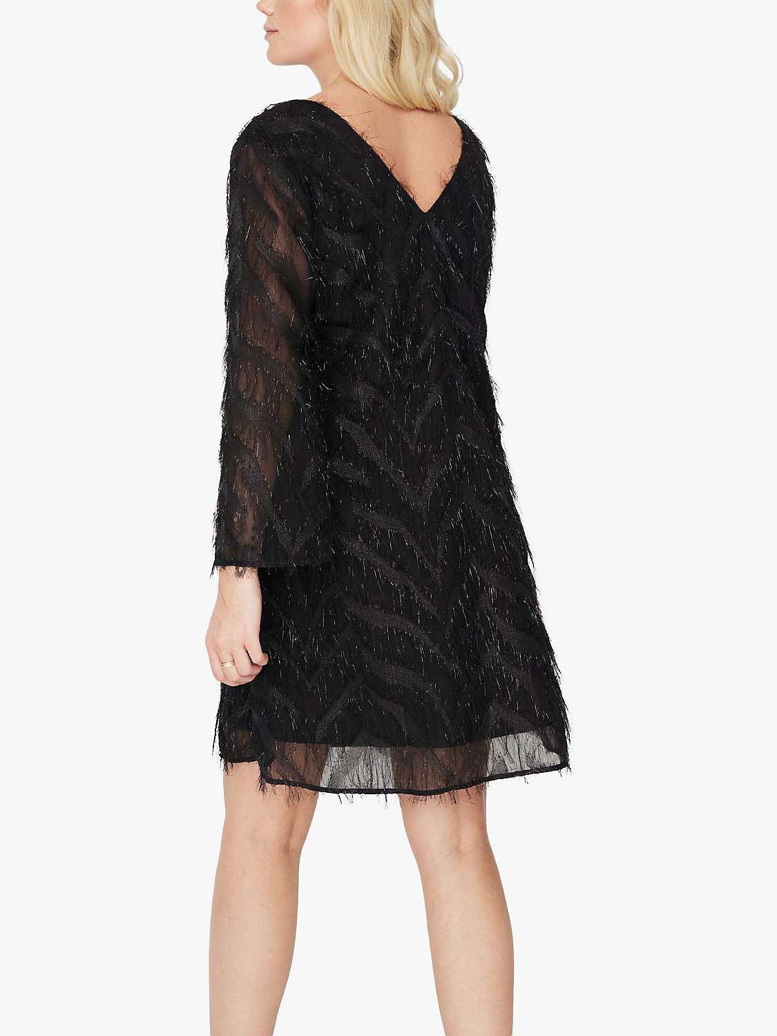 Buy A-VIEW Elina Feather Glitter Mini Dress, Black Online at johnlewis.com