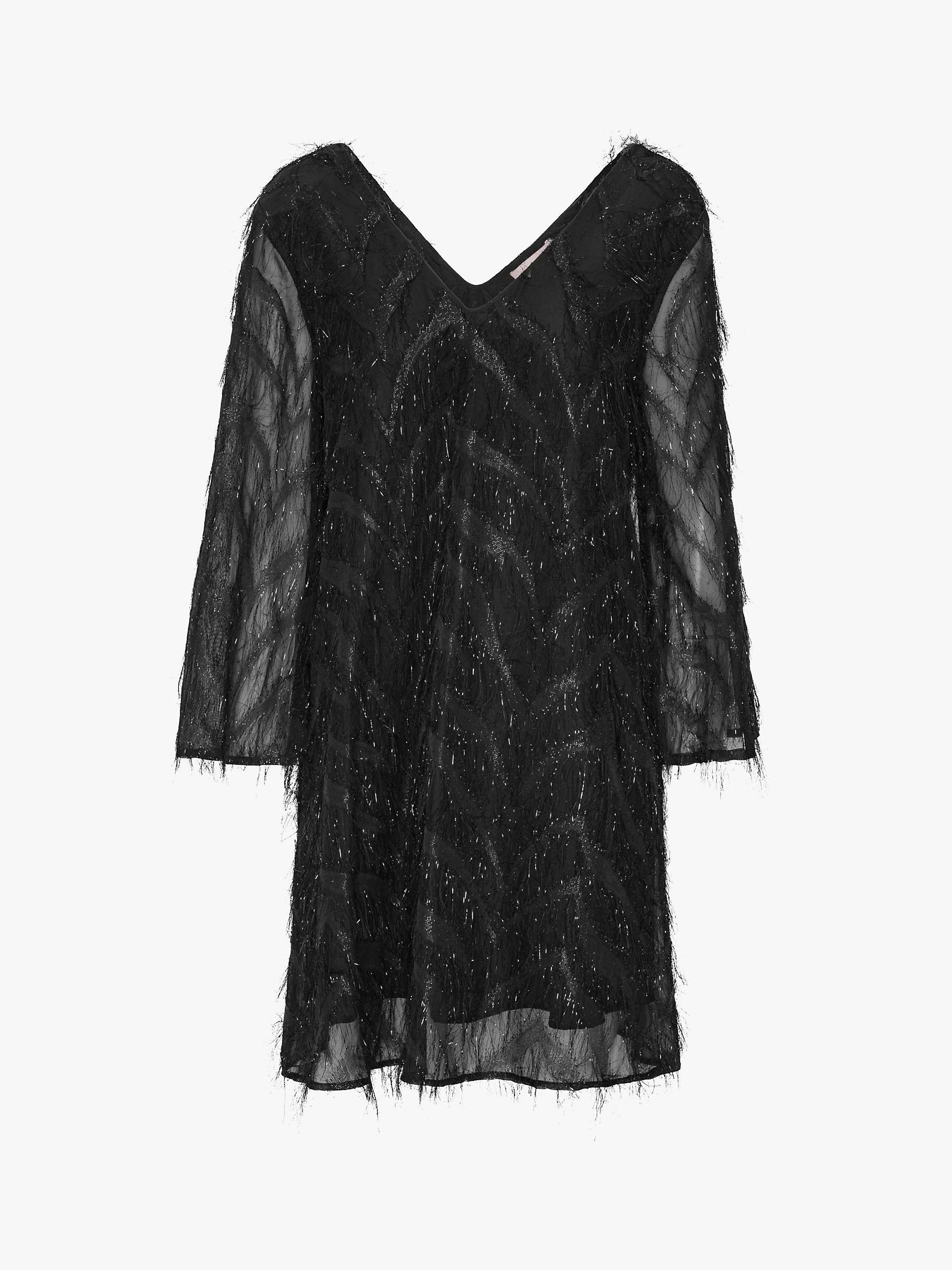 Buy A-VIEW Elina Feather Glitter Mini Dress, Black Online at johnlewis.com