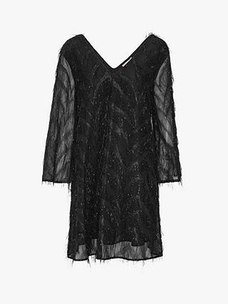 A-VIEW Elina Feather Glitter Mini Dress, Black