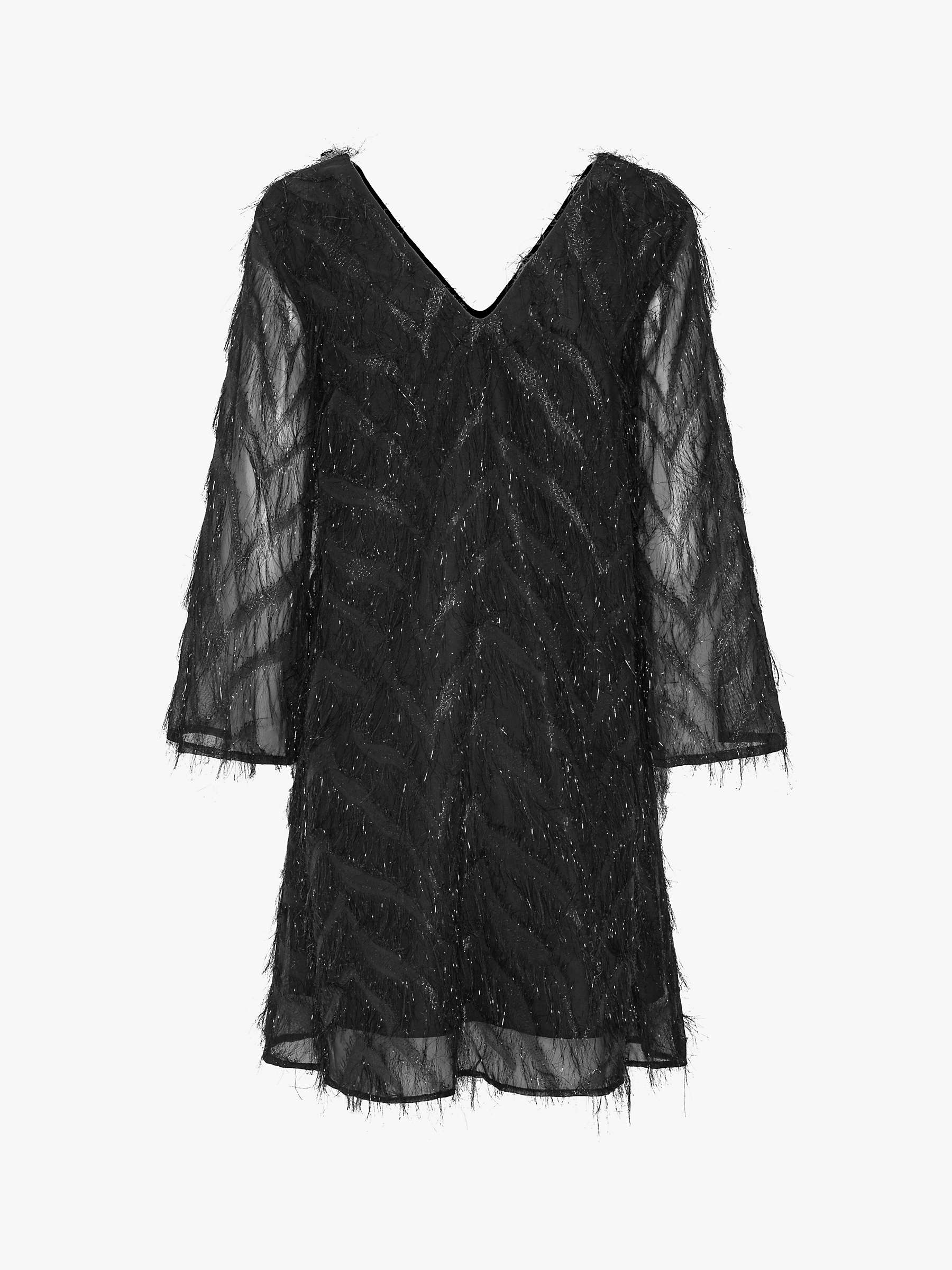 Buy A-VIEW Elina Feather Glitter Mini Dress, Black Online at johnlewis.com