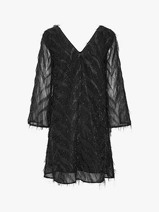 A-VIEW Elina Feather Glitter Mini Dress, Black