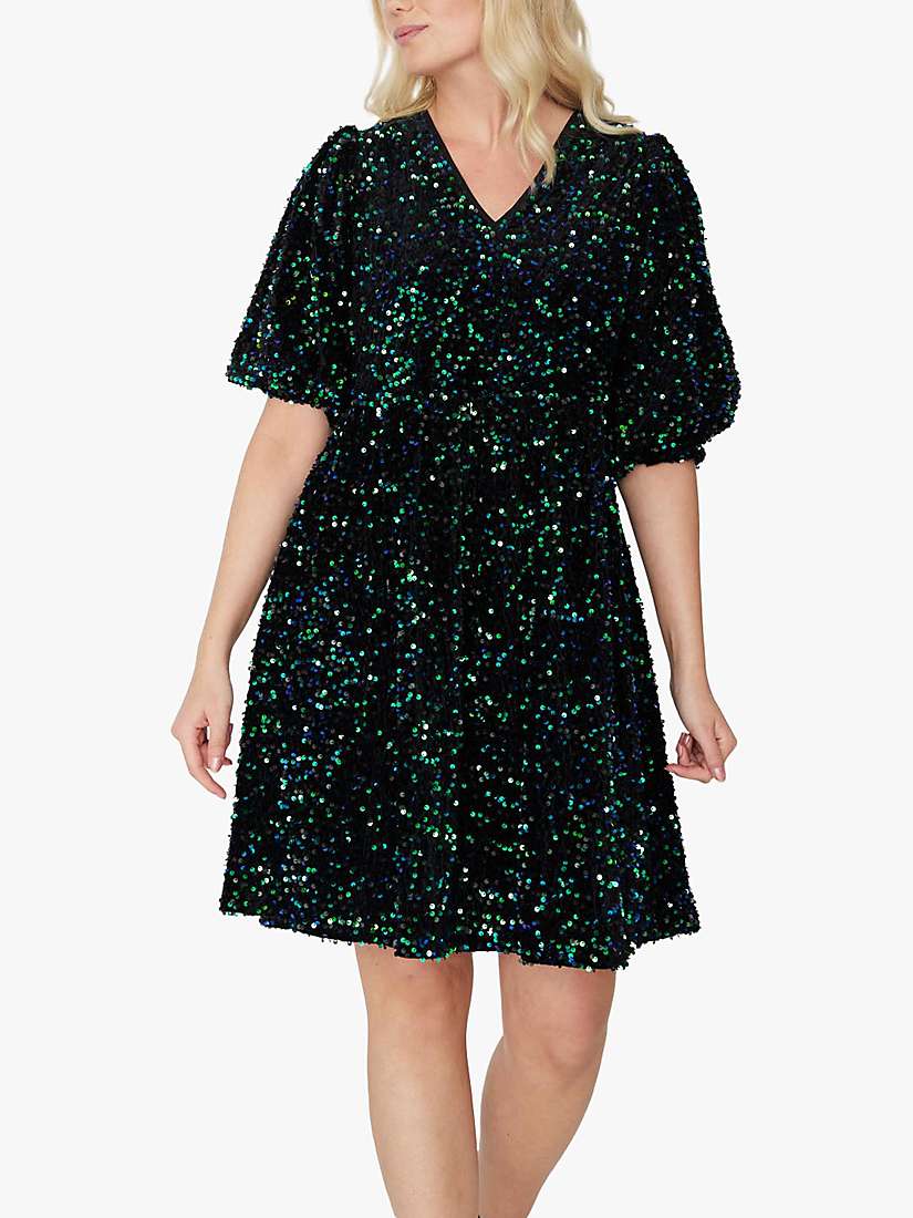 Buy A-VIEW Silla V-Neck Mini Dress, Blue/Green Online at johnlewis.com