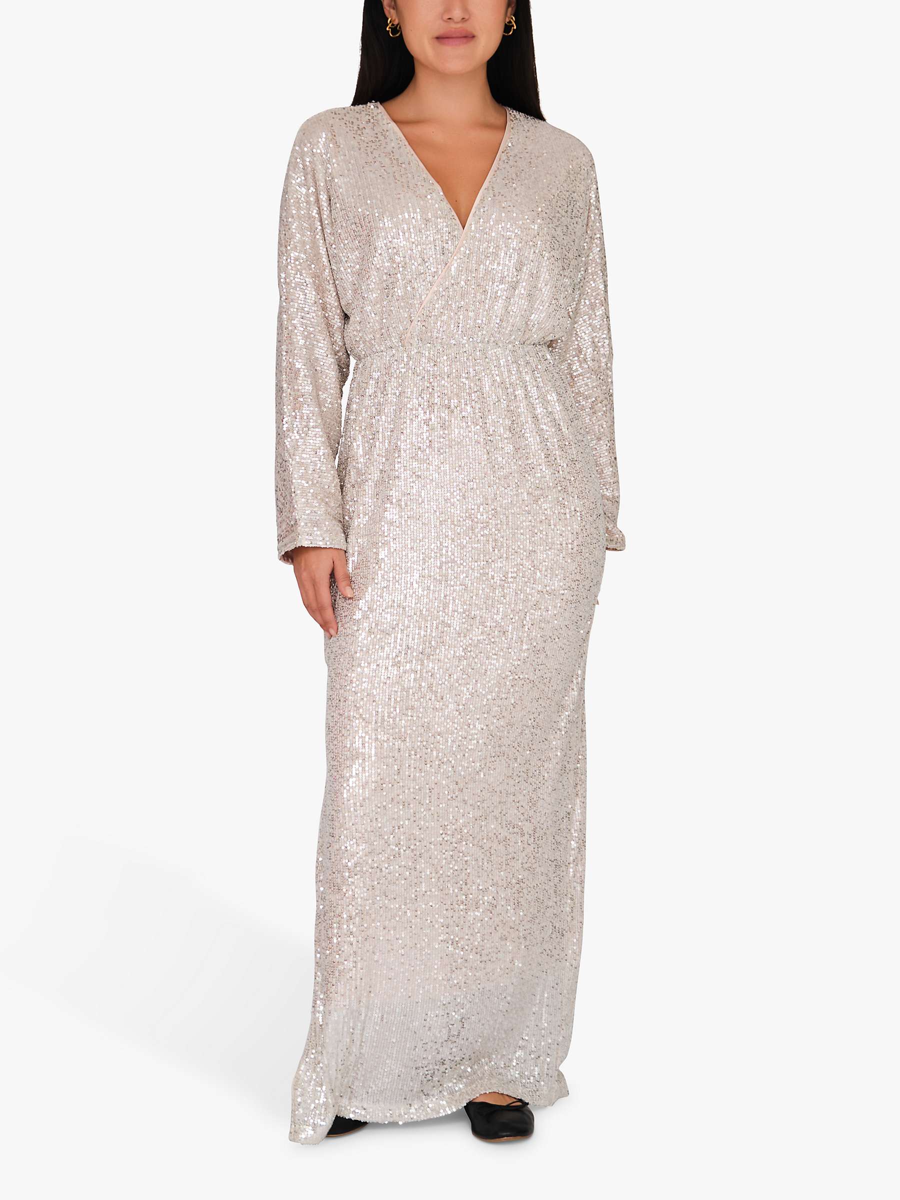 Buy A-VIEW Alexi Side Split Maxi Dress, Silver Online at johnlewis.com