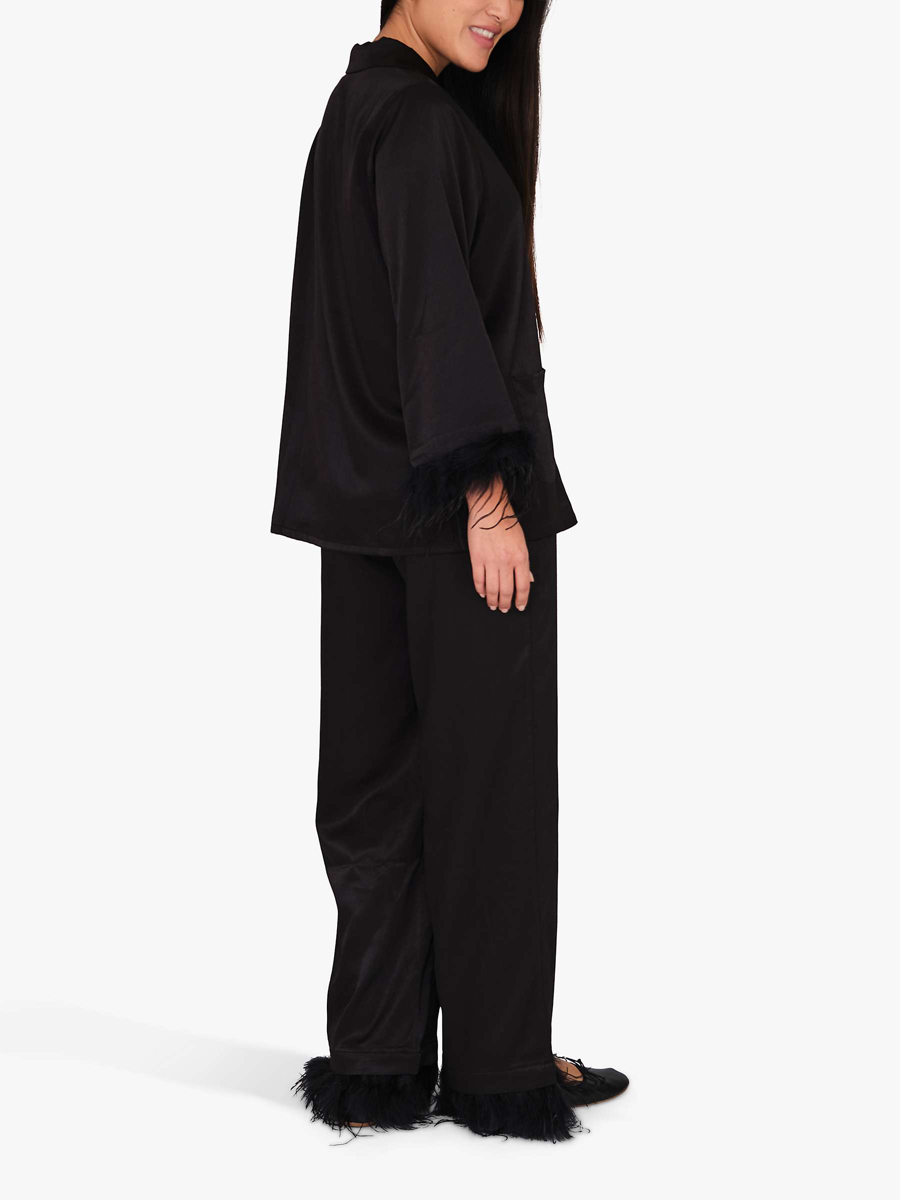 Buy A-VIEW Brady Feather Cuff Loose Shirt, Black Online at johnlewis.com
