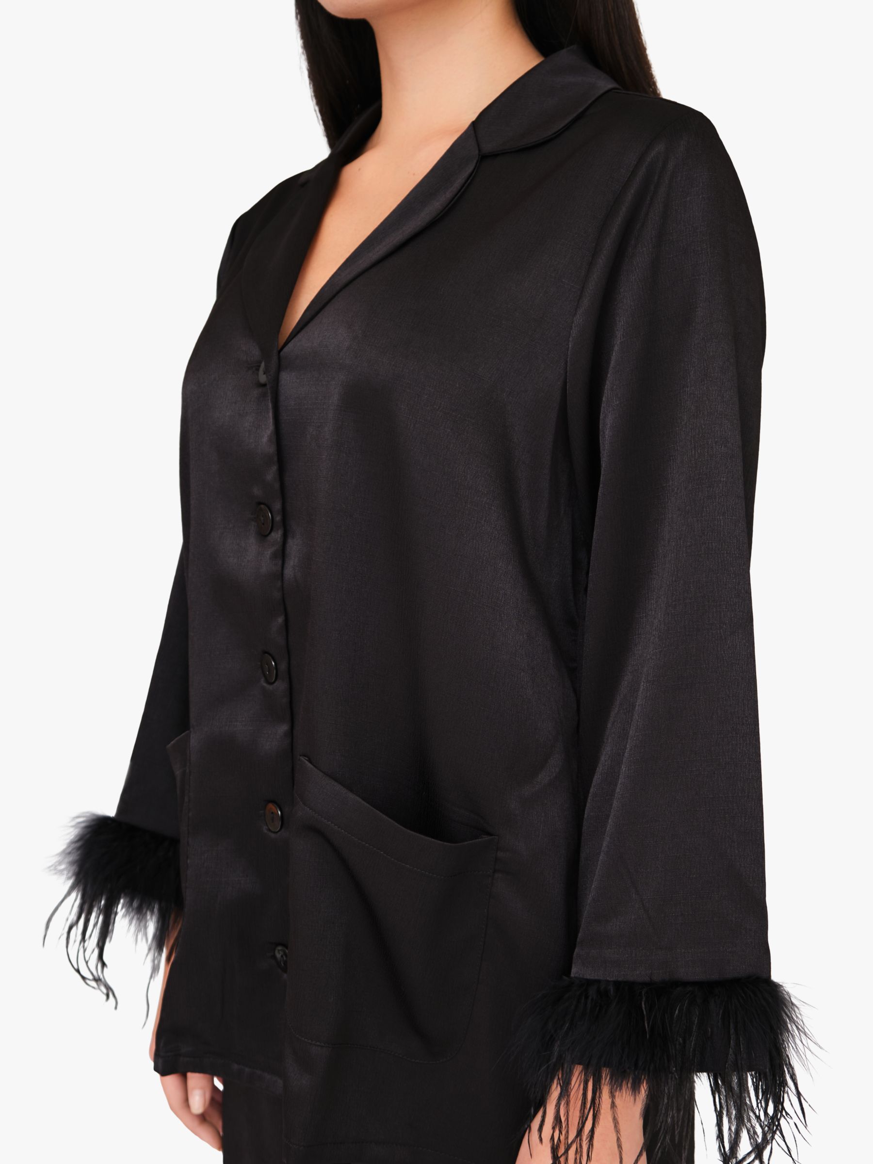 Buy A-VIEW Brady Feather Cuff Loose Shirt, Black Online at johnlewis.com