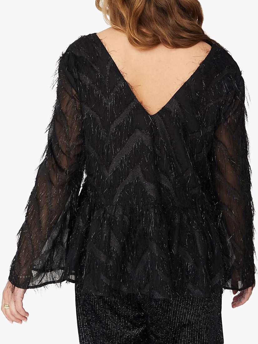 Buy A-VIEW Elina Glitter Long Sleeve Blouse, Black Online at johnlewis.com