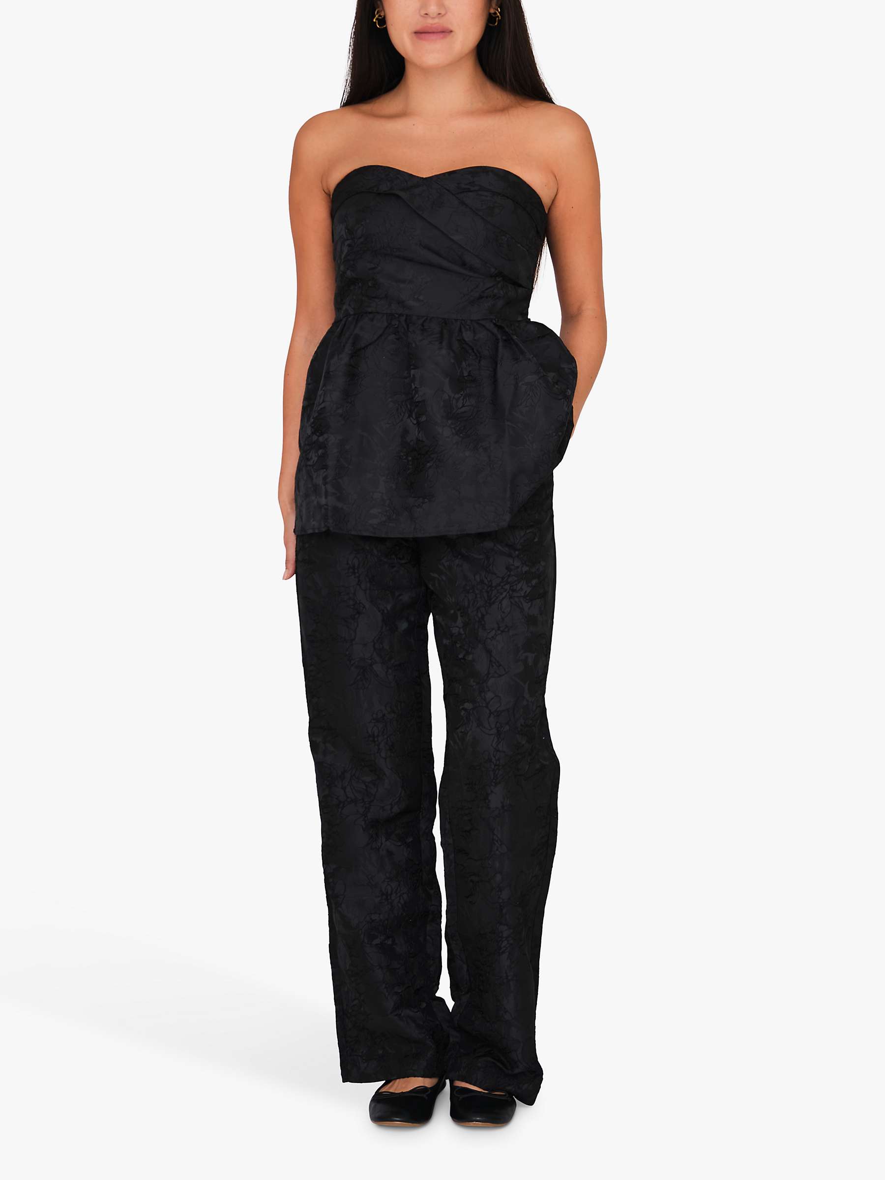 Buy A-VIEW Aria Strapless Peplum Top, Black Online at johnlewis.com