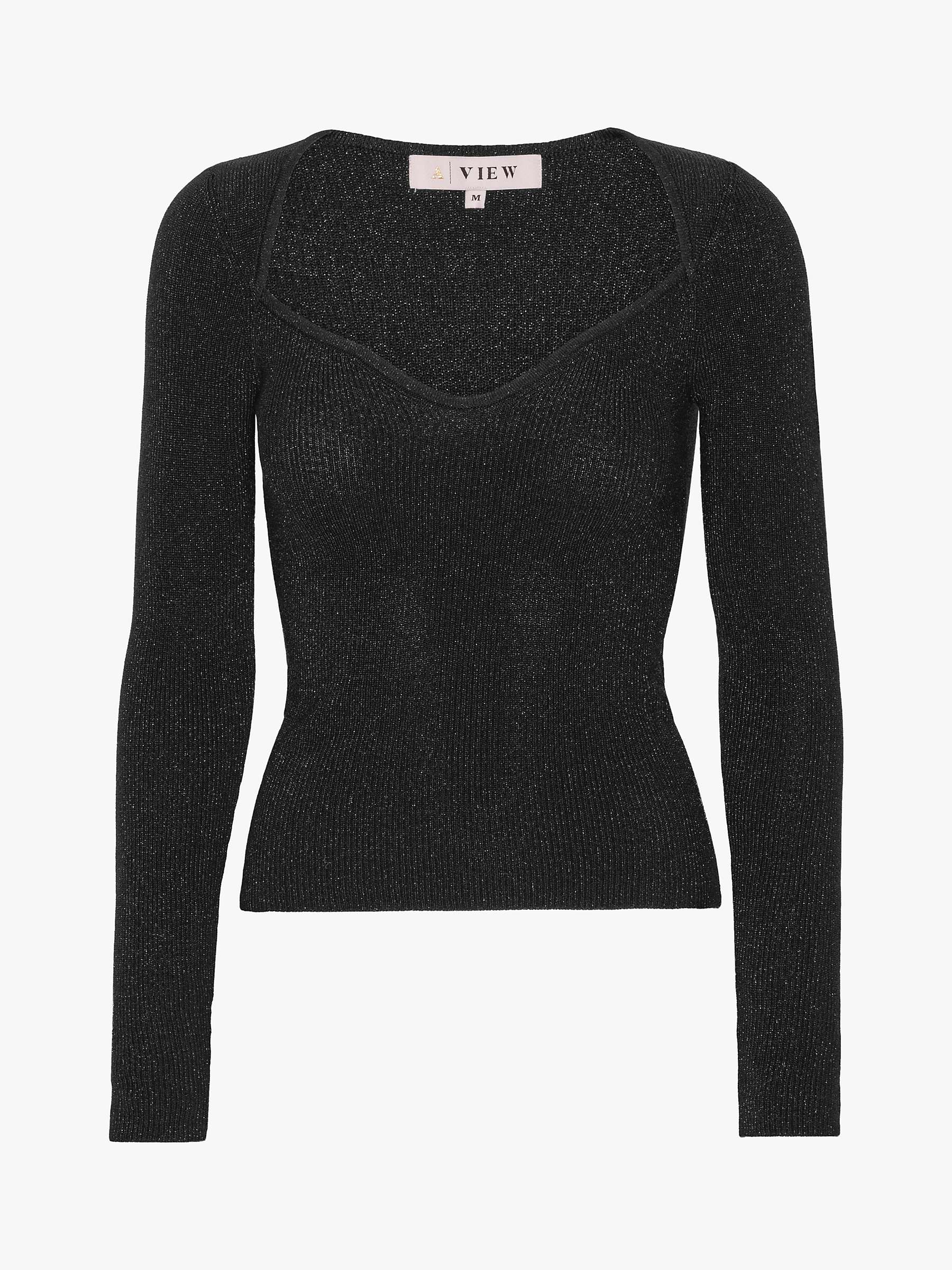 Buy A-VIEW Alexandra Glitter Knitted Top, Black Online at johnlewis.com