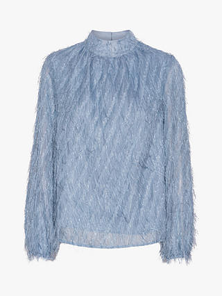 A-VIEW Aiden Long Sleeve Embellished Blouse, Light Blue