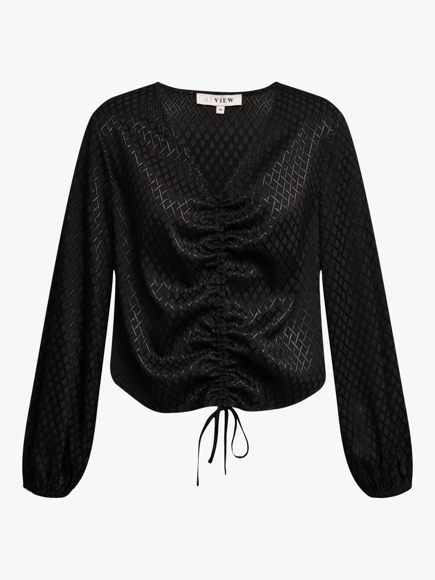 A-VIEW Enitta Long Sleeve Blouse, Black at John Lewis & Partners