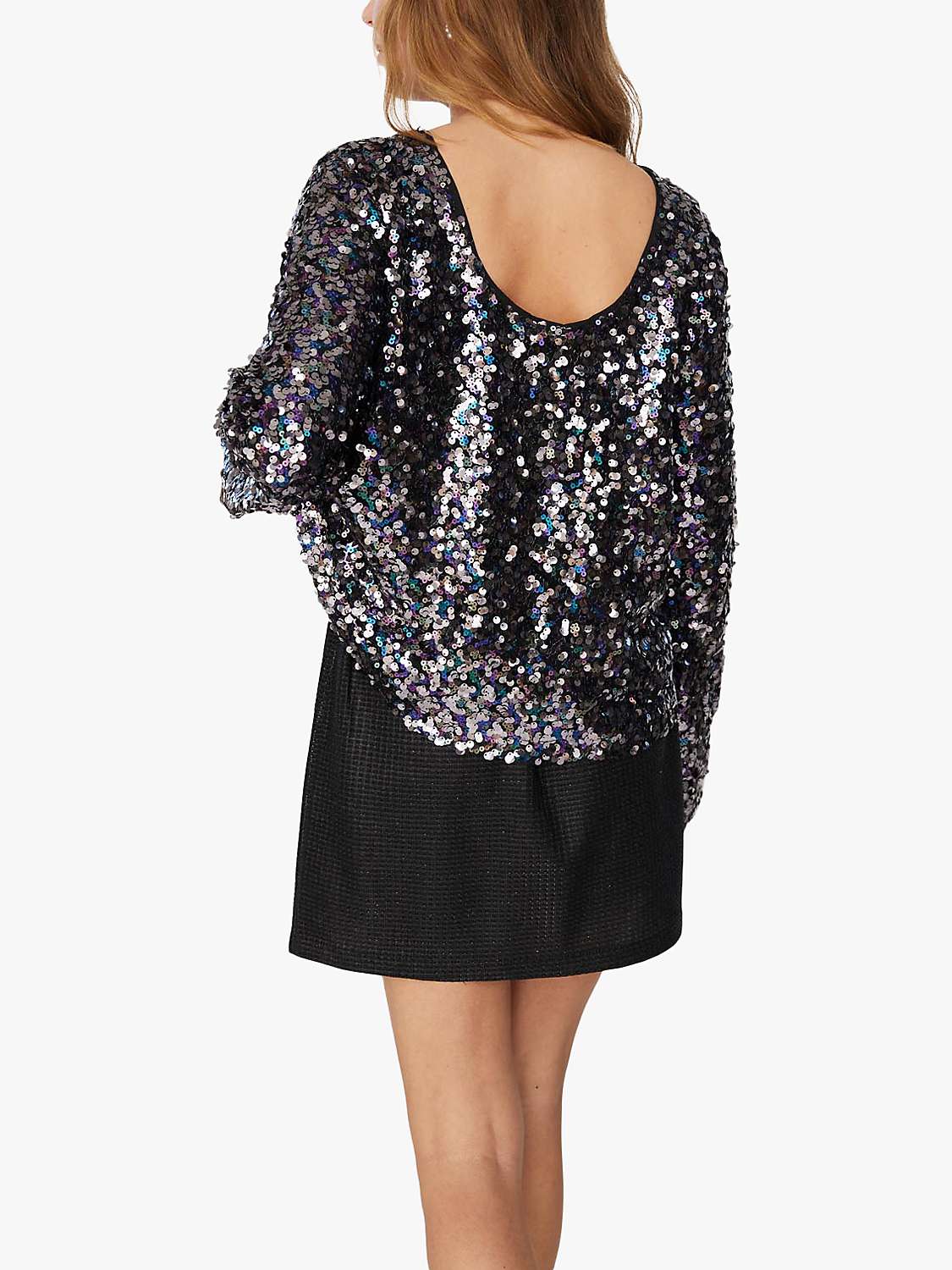 Buy A-VIEW Sequin Long Sleeve Blouse, Grey Online at johnlewis.com